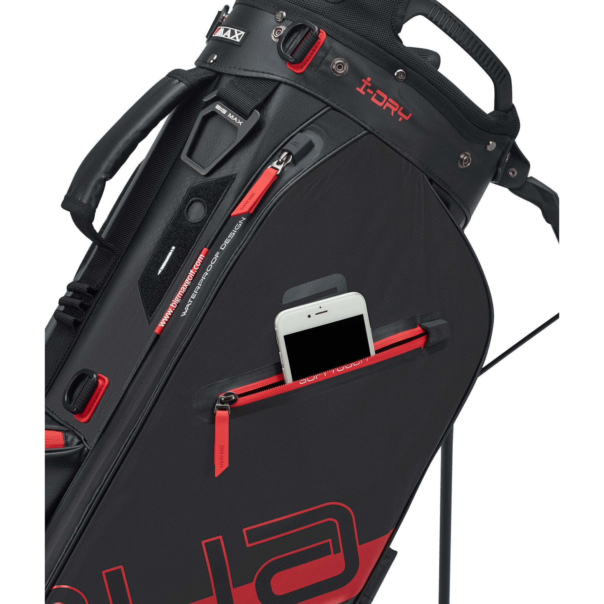 Big Max Aqua Eight H Stand Golf Bag - Black / Red