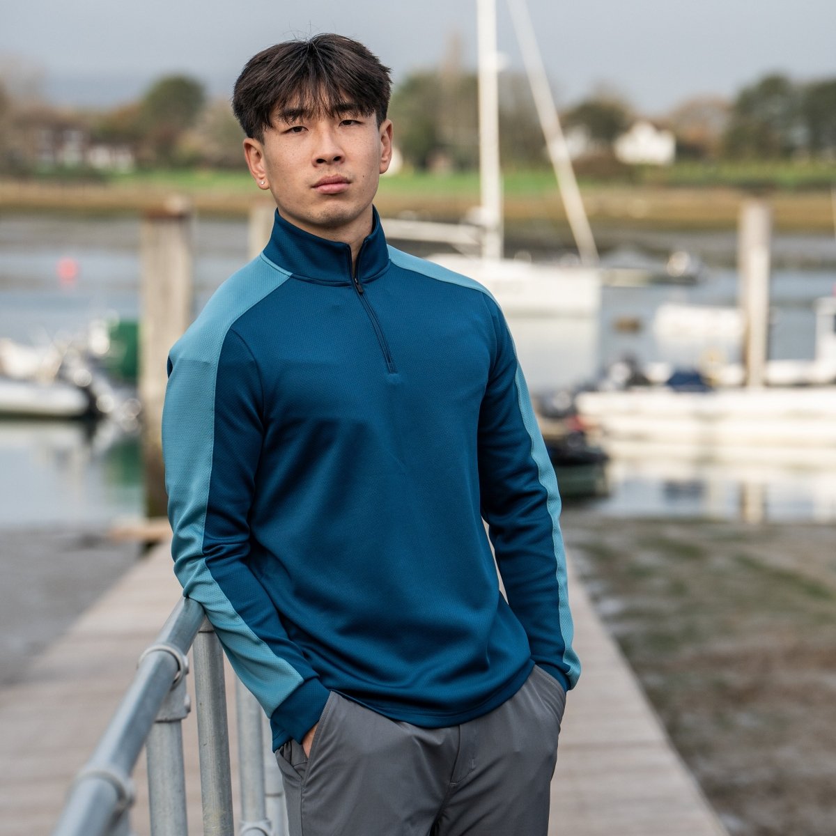 Mizuno Elevated Warm Quarter Zip Golf Mid Layer - Sailor Blue - Mizuno