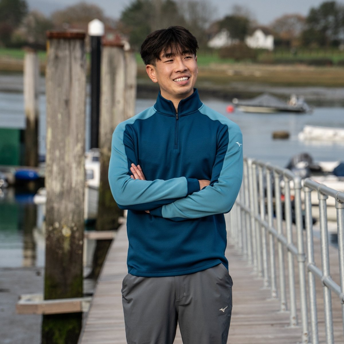 Mizuno Elevated Warm Quarter Zip Golf Mid Layer - Sailor Blue - Mizuno