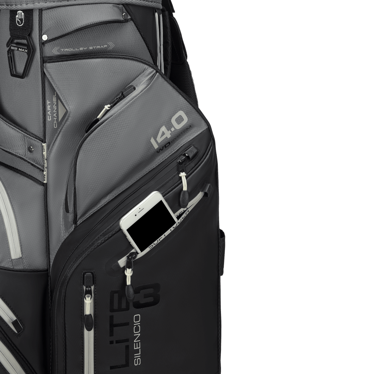 Big Max Dri Lite Silencio 3 Organiser Golf Cart Bag - Black / Grey - Big Max