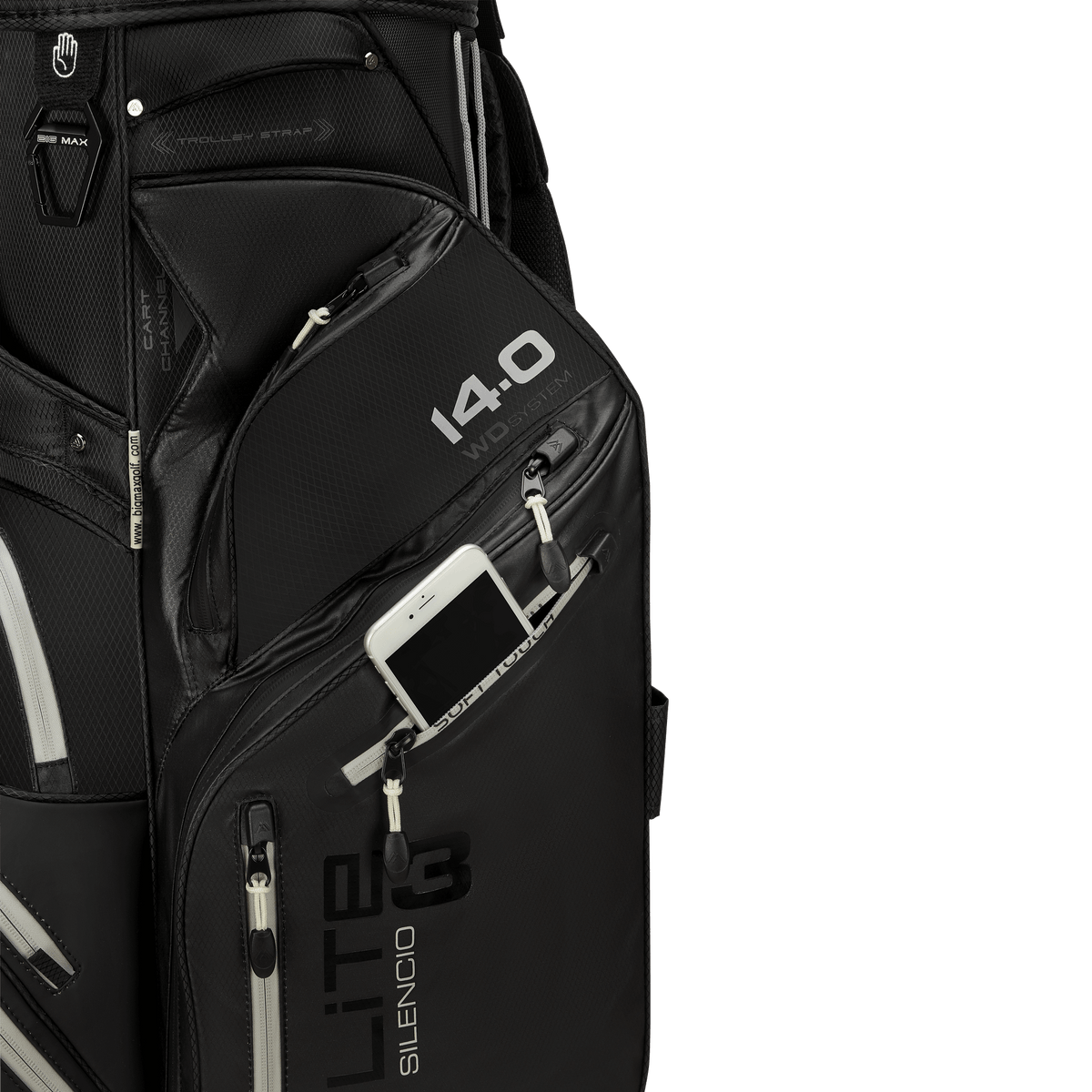 Big Max Dri Lite Silencio 3 Organiser Golf Cart Bag - Black
