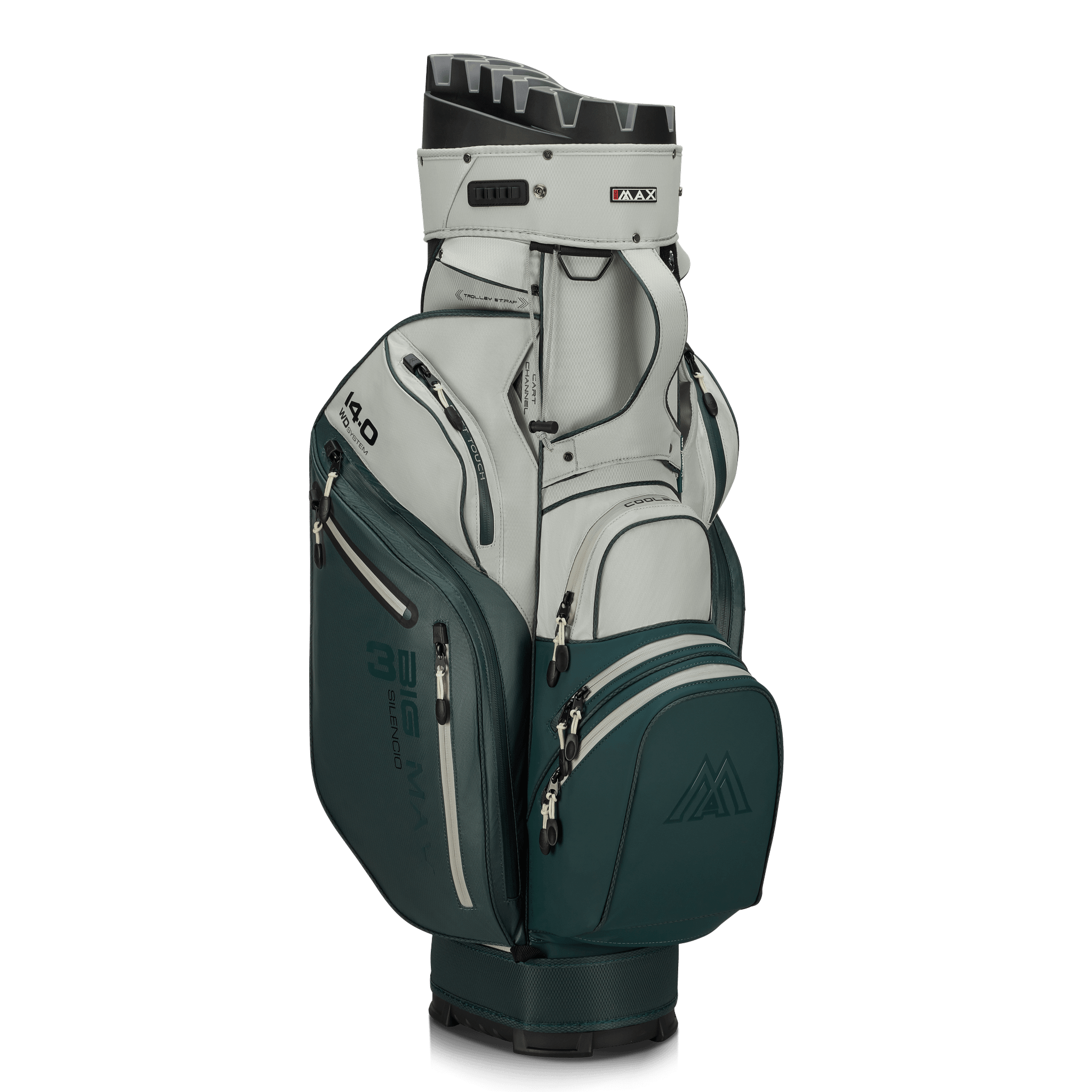 Big Max Dri Lite Silencio 3 Organiser Golf Cart Bag - Forest Green / Off White