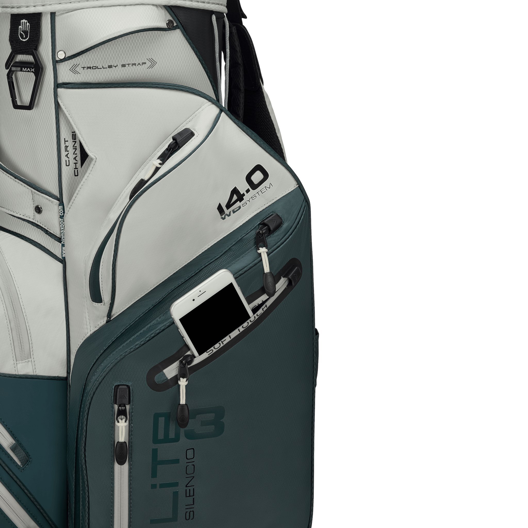 Big Max Dri Lite Silencio 3 Organiser Golf Cart Bag - Forest Green / Off White