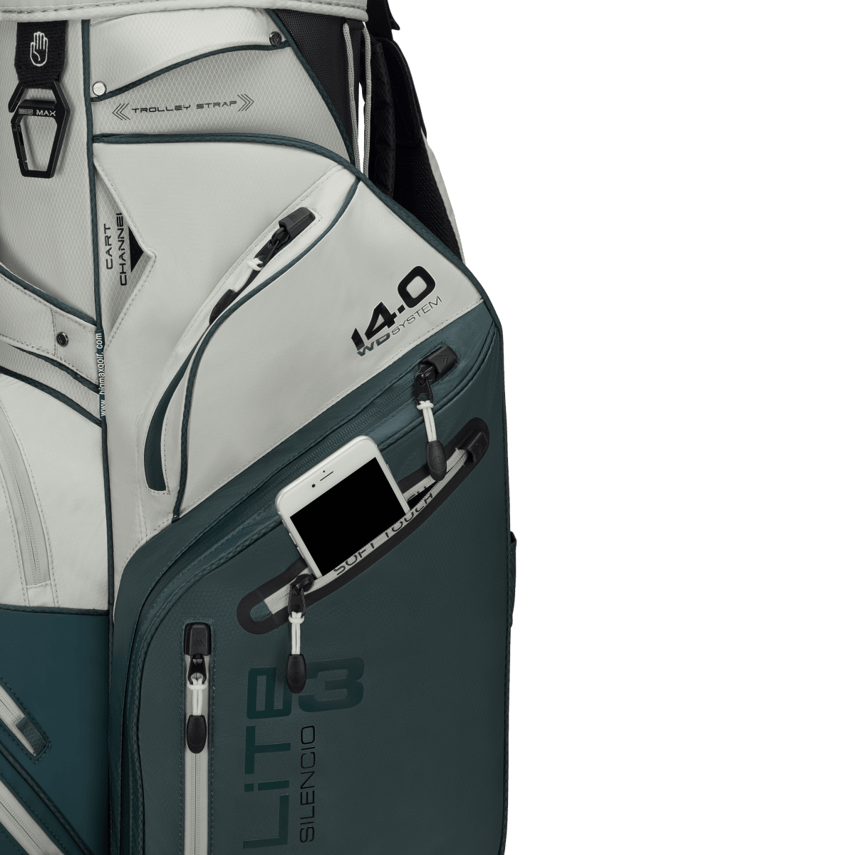 Big Max Dri Lite Silencio 3 Organiser Golf Cart Bag - Forest Green / Off White - Big Max