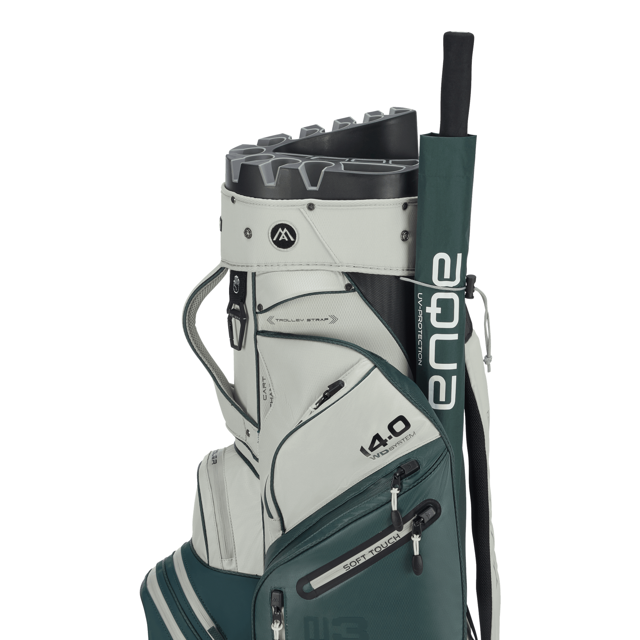 Big Max Dri Lite Silencio 3 Organiser Golf Cart Bag - Forest Green / Off White
