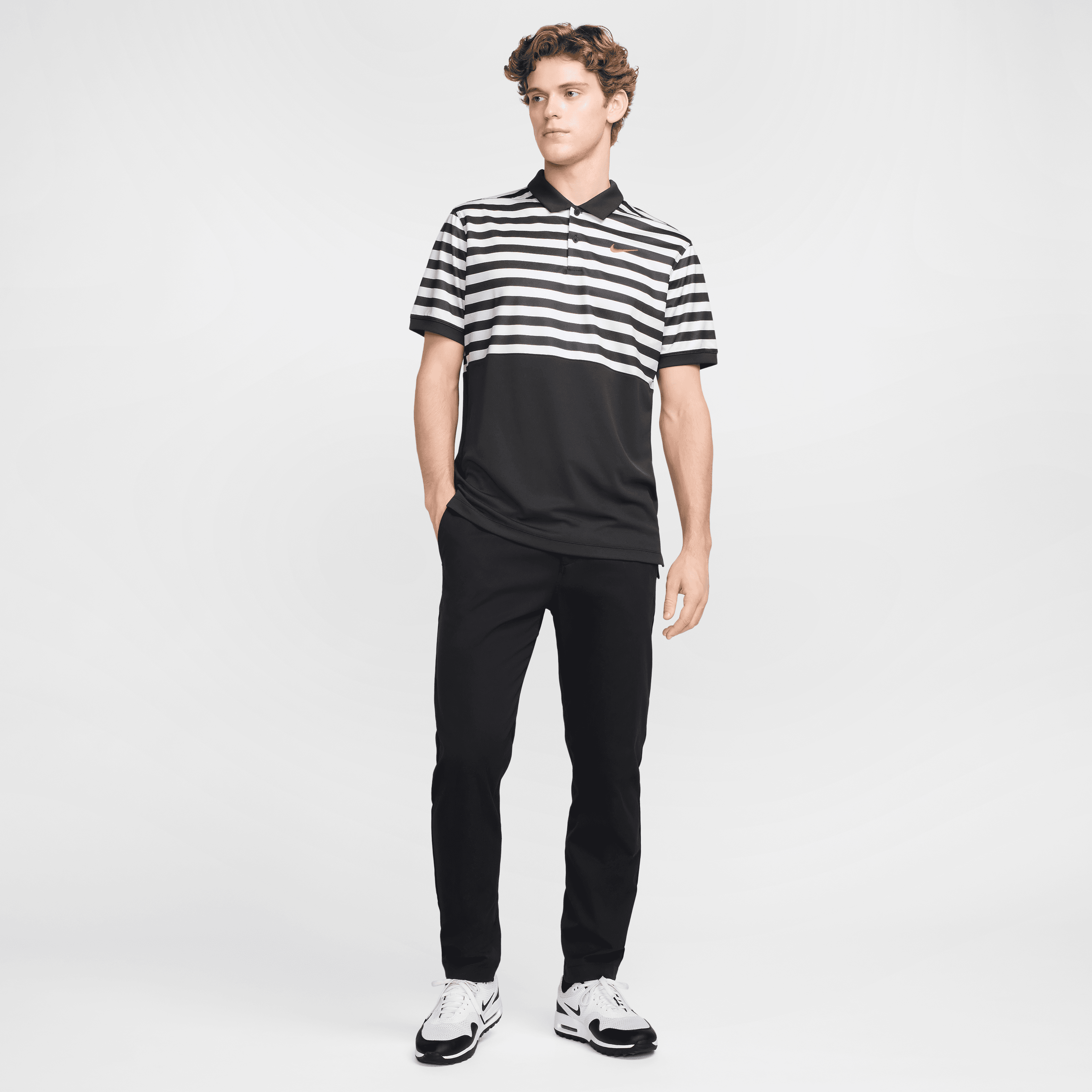 Nike Dri-Fit Victory+ Mens Blocked Polo Shirt - Black/Team Orange