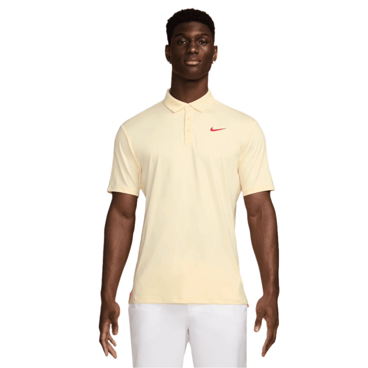 Nike Dri Fit Tour Solid Polo - Muslin / Bright Crimson - Nike Golf