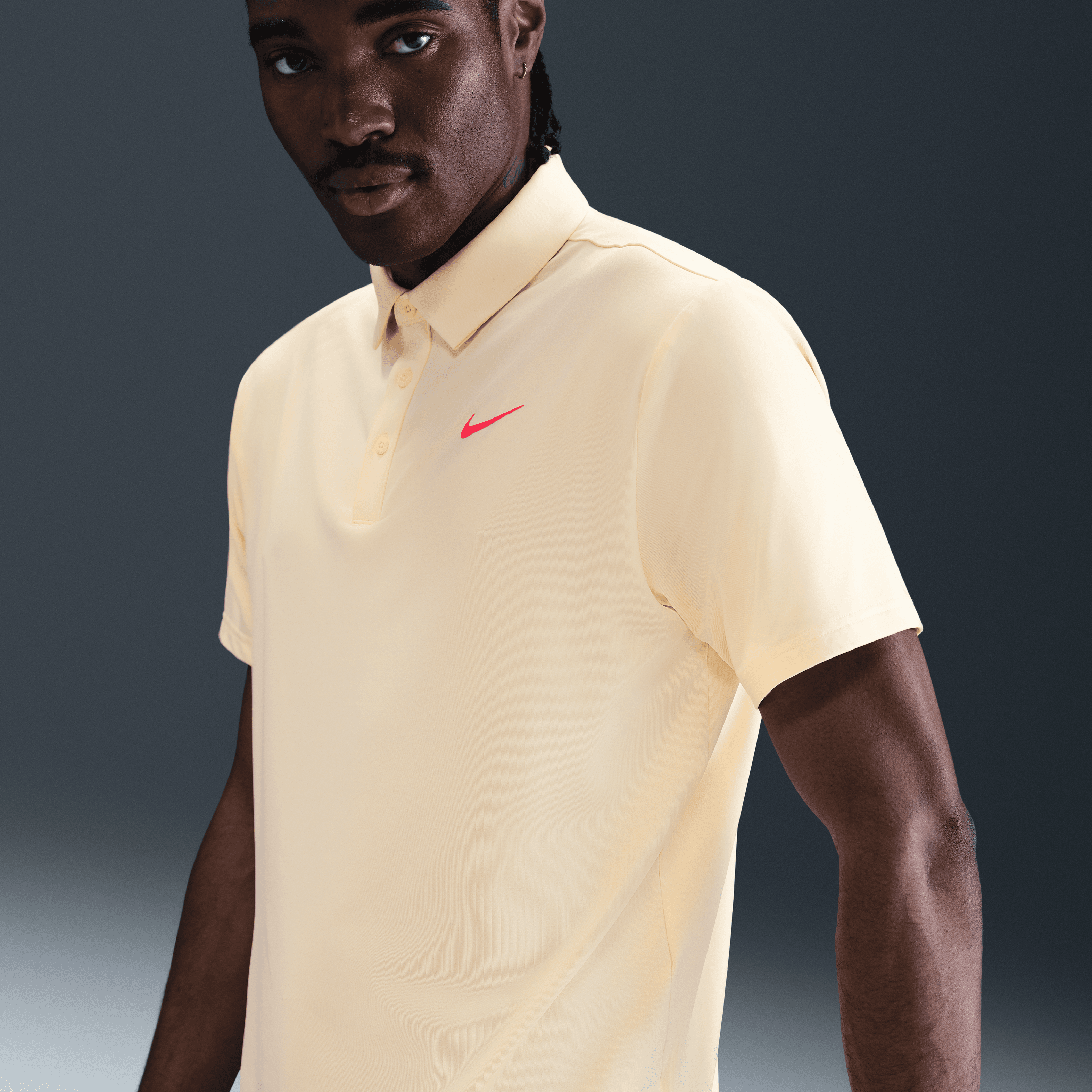 Nike Dri Fit Tour Solid Polo - Muslin / Bright Crimson