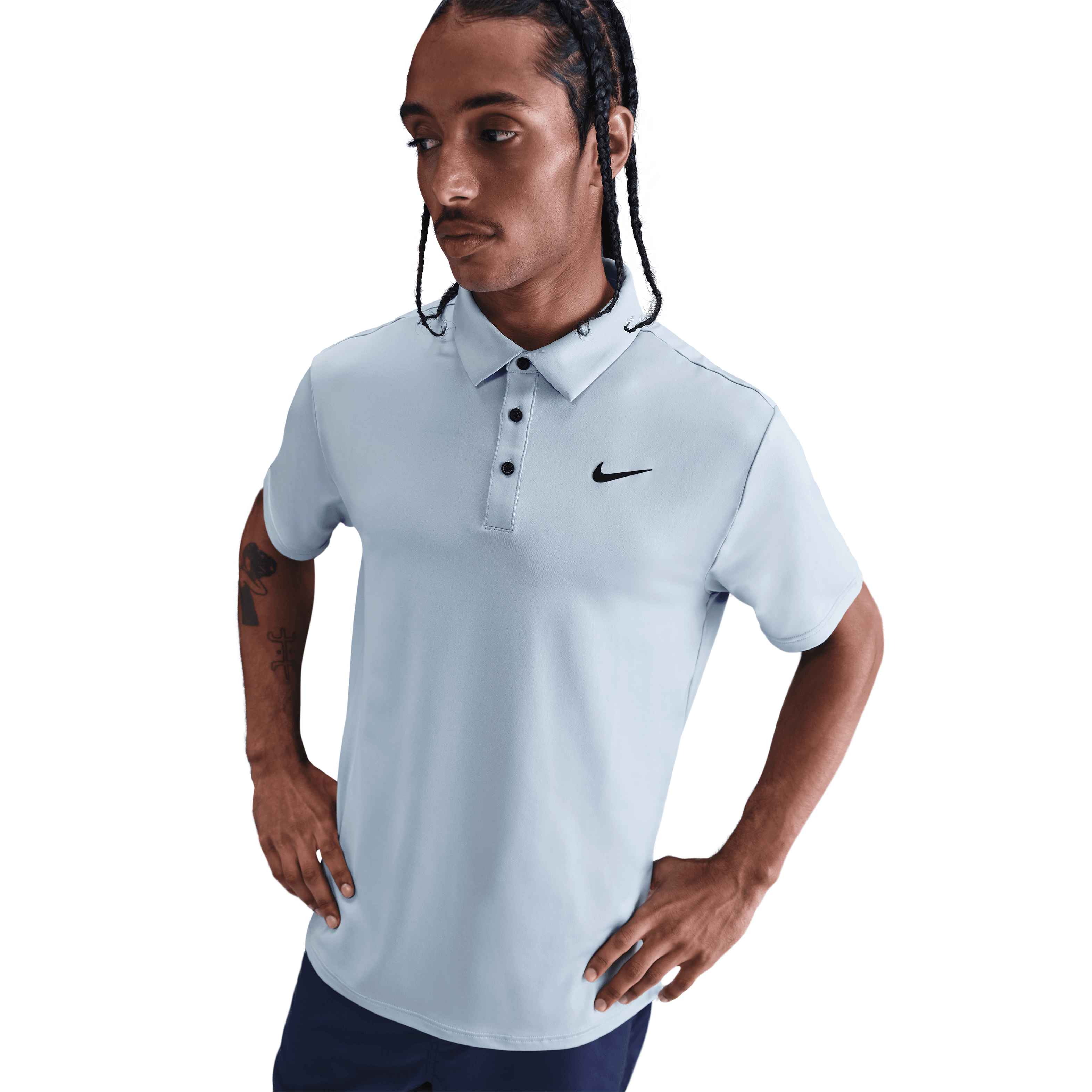 Nike Dri Fit Tour Solid Polo - Light Armoury Blue / Black