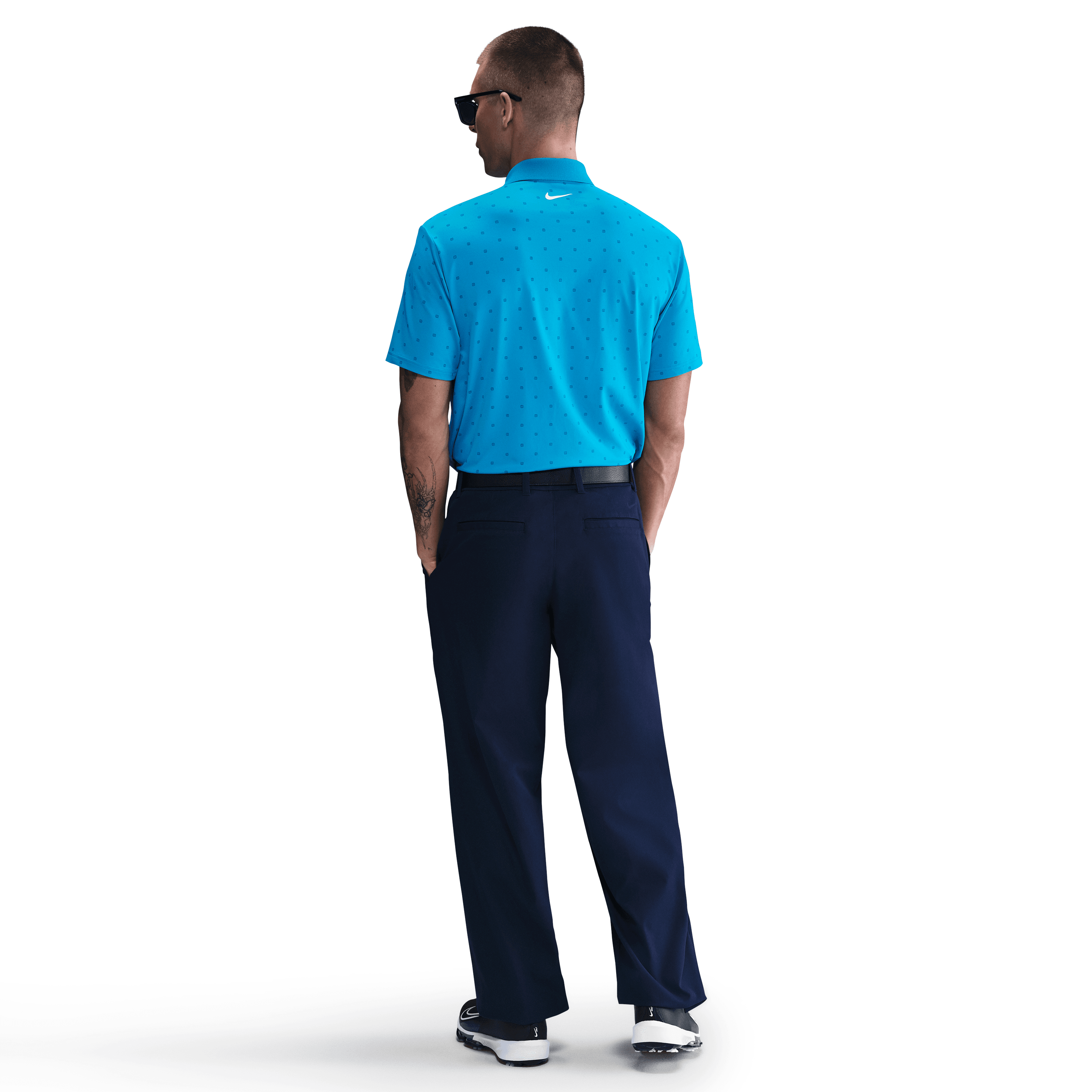 Nike Dri Fit Tour Polo Print - Laser Blue / White