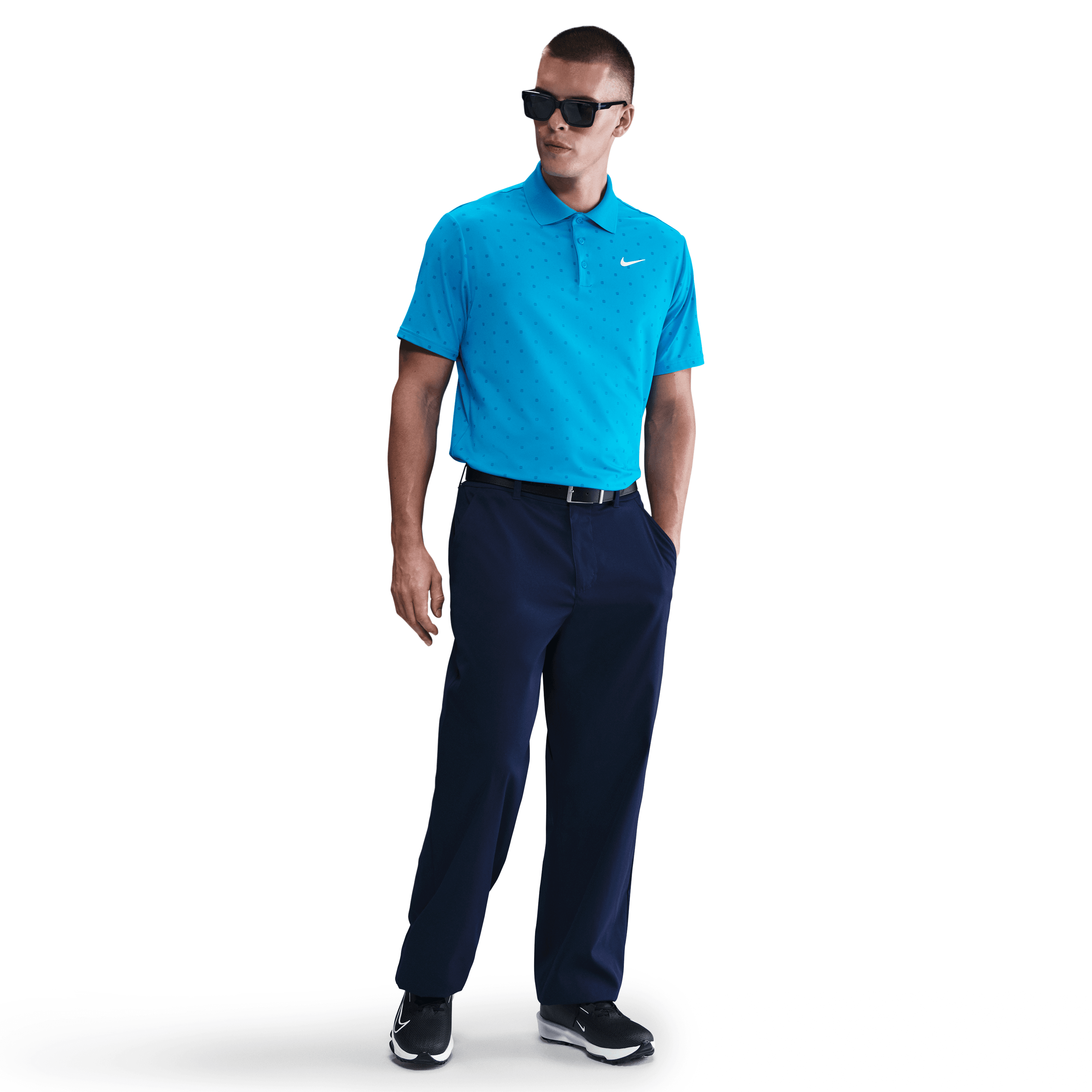 Nike Dri Fit Tour Polo Print - Laser Blue / White