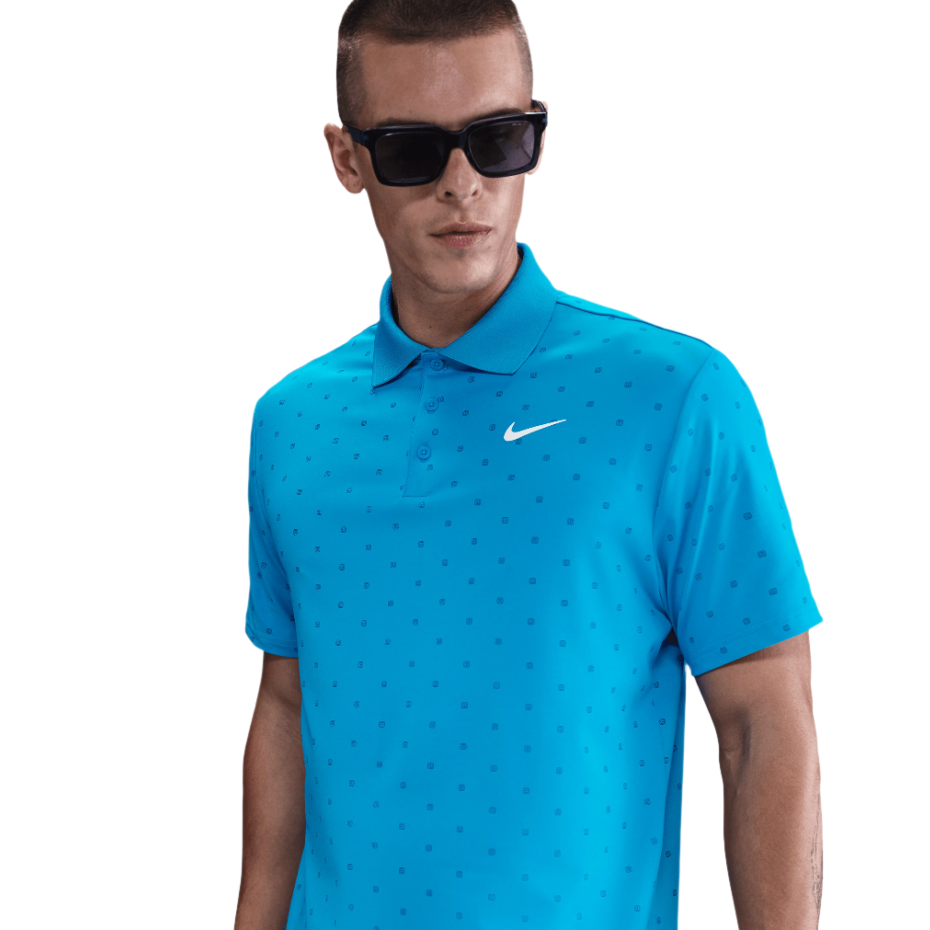Nike Dri Fit Tour Polo Print - Laser Blue / White