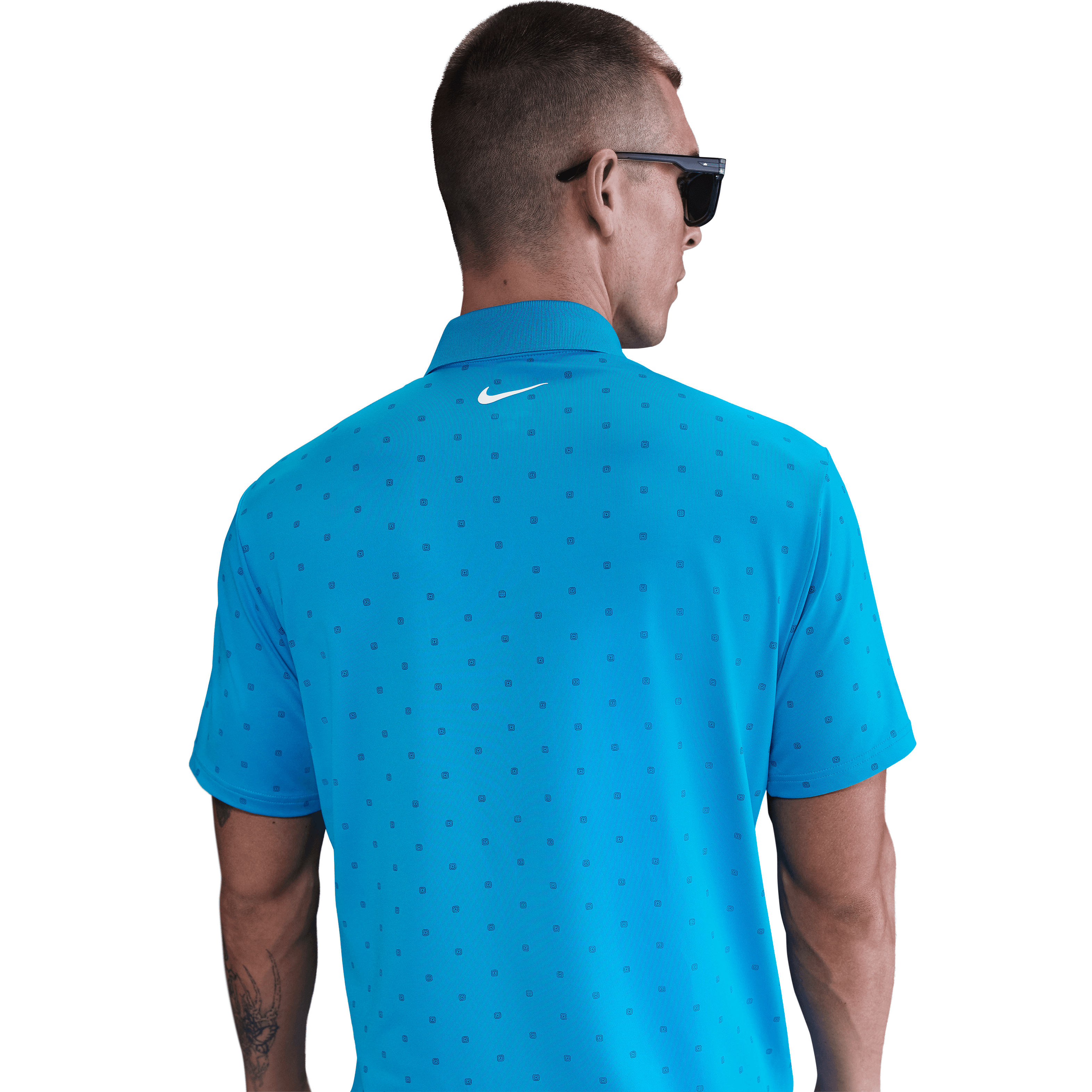 Nike Dri Fit Tour Polo Print - Laser Blue / White