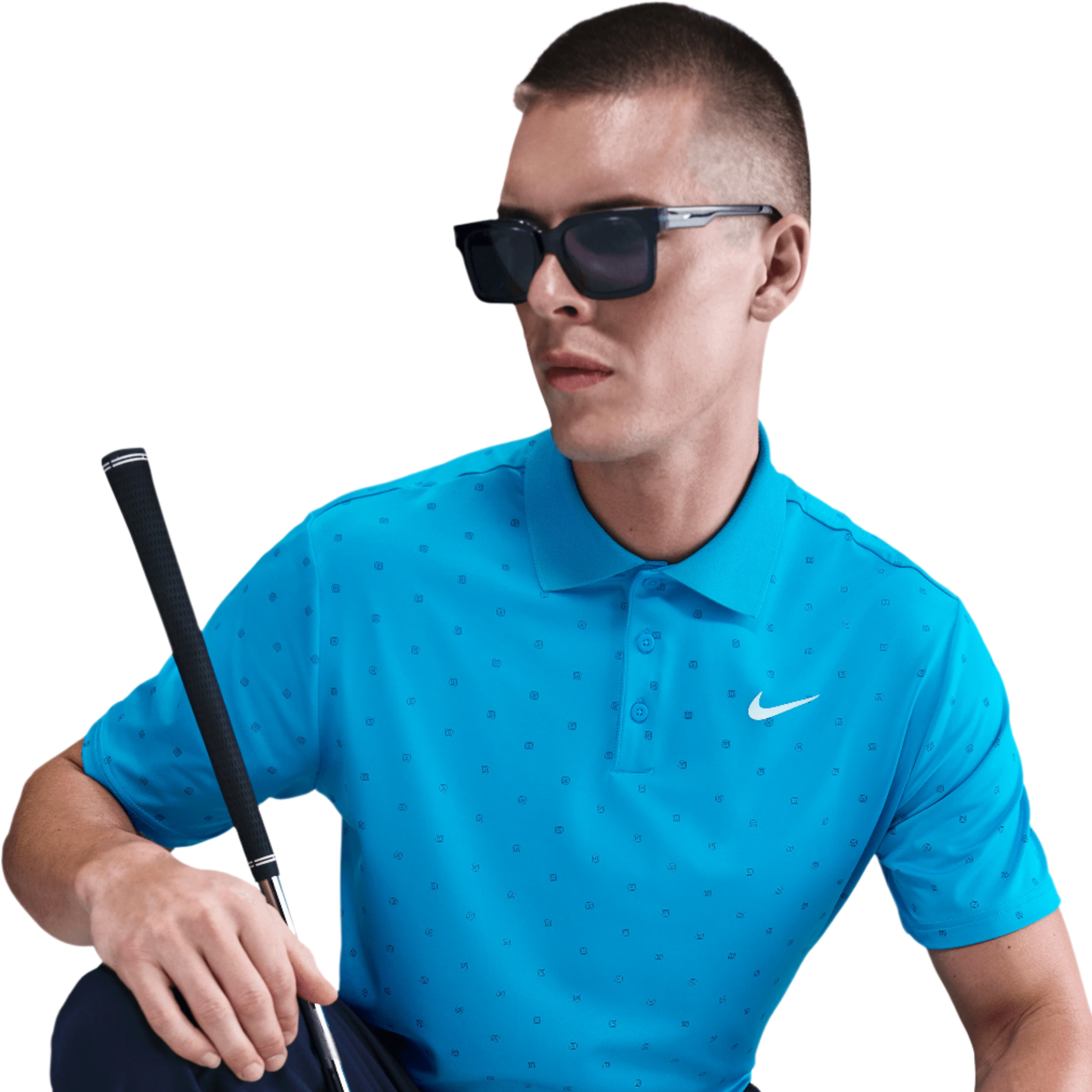 Nike Dri Fit Tour Polo Print - Laser Blue / White