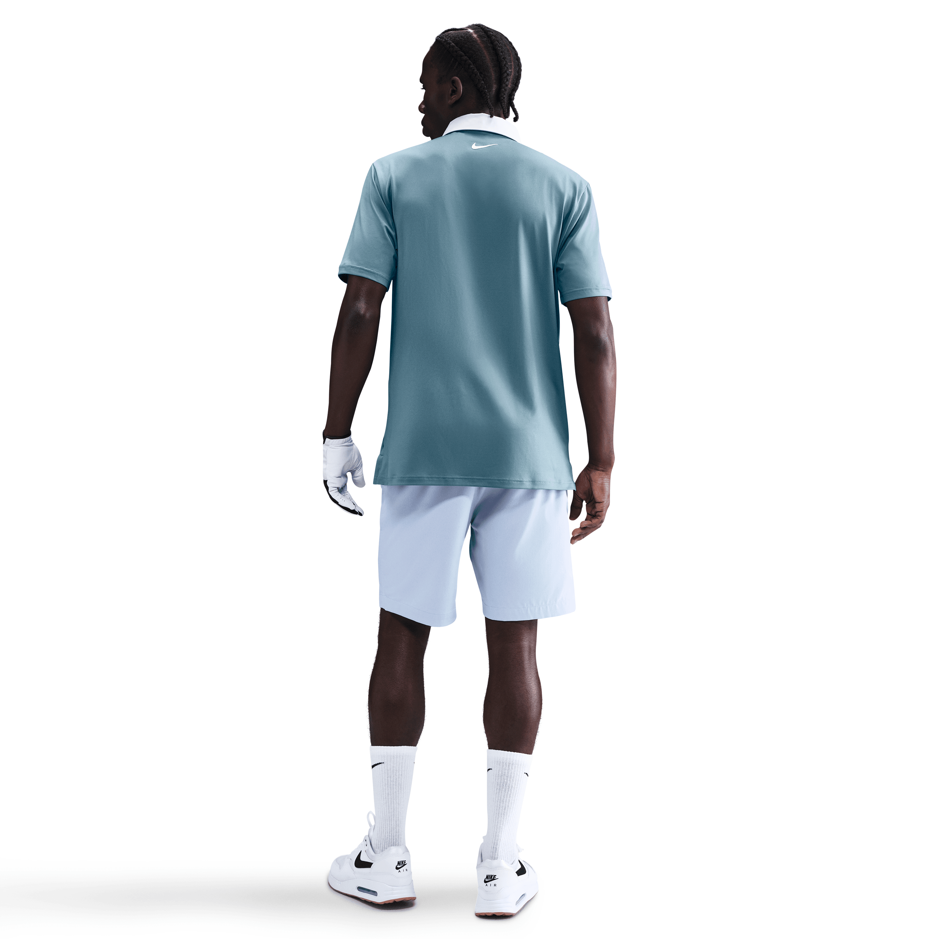 Nike Dri Fit Contrast Mens Golf Polo Shirt - Smokey Blue / Pure Platinum