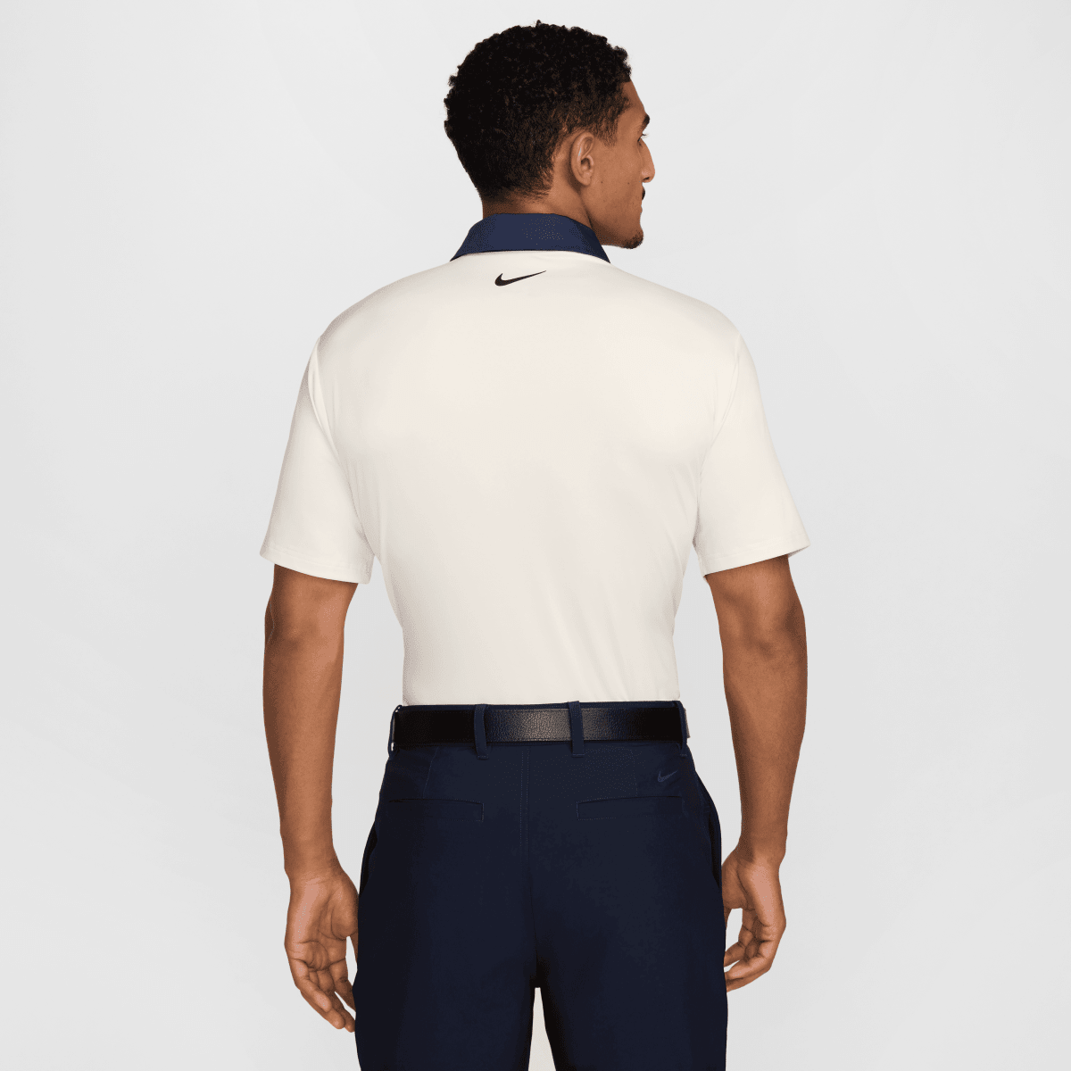 Nike Dri Fit Contrast Mens Golf Polo Shirt - Pale Ivory / Midnight Navy / Black - Nike Golf
