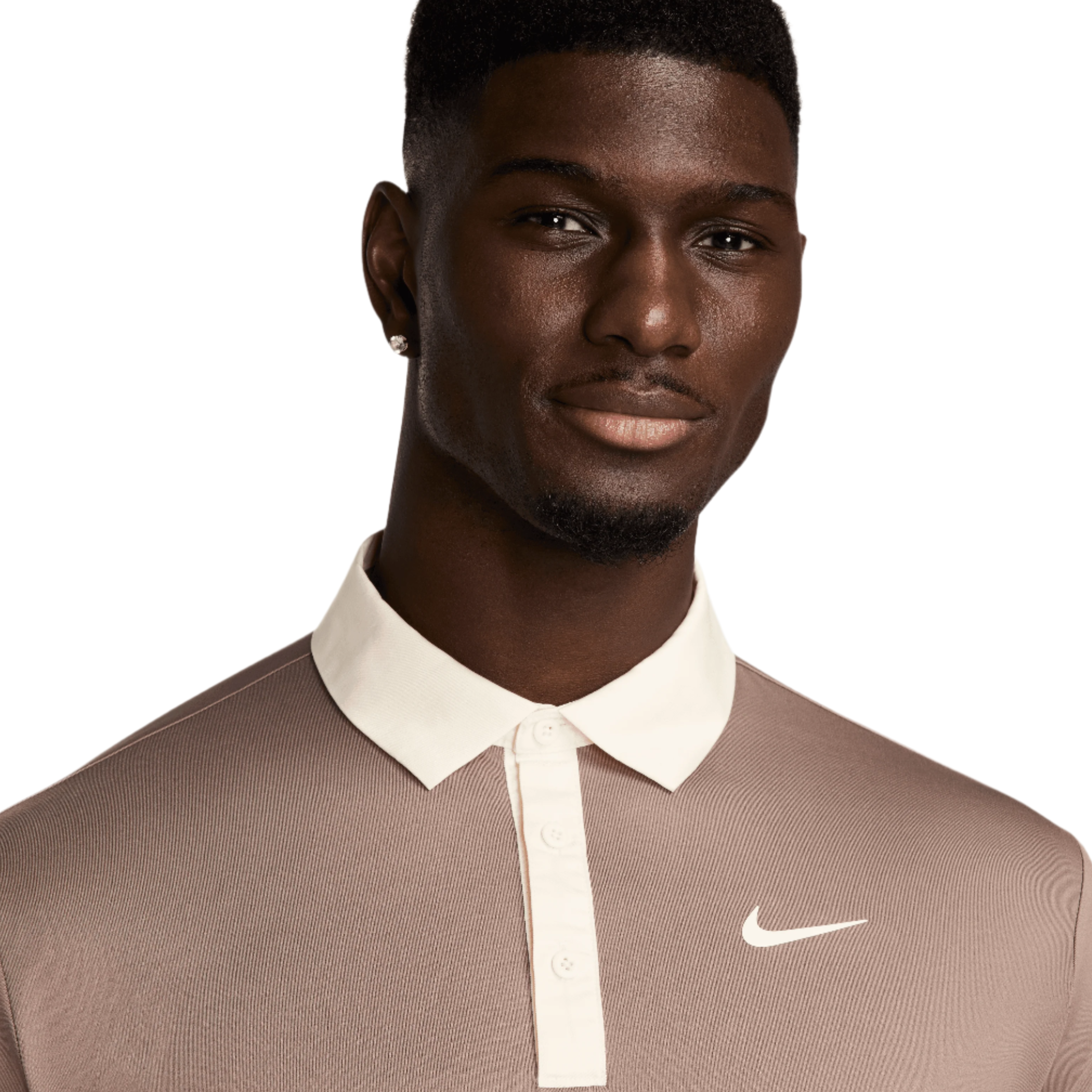 Nike Dri Fit Contrast Mens Golf Polo Shirt - Mink Brown / Pale Ivory