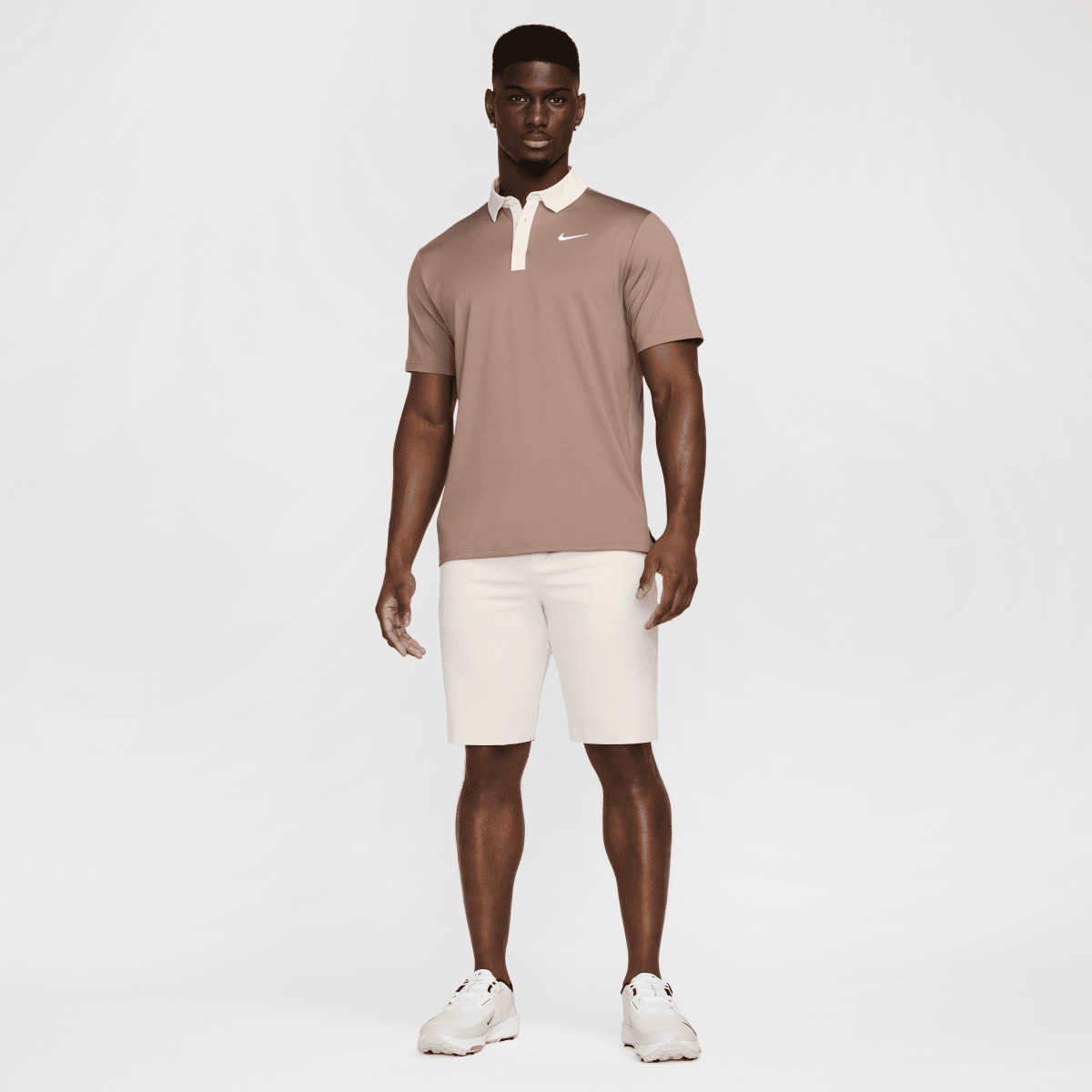 Nike Dri Fit Contrast Mens Golf Polo Shirt - Mink Brown / Pale Ivory - Nike Golf