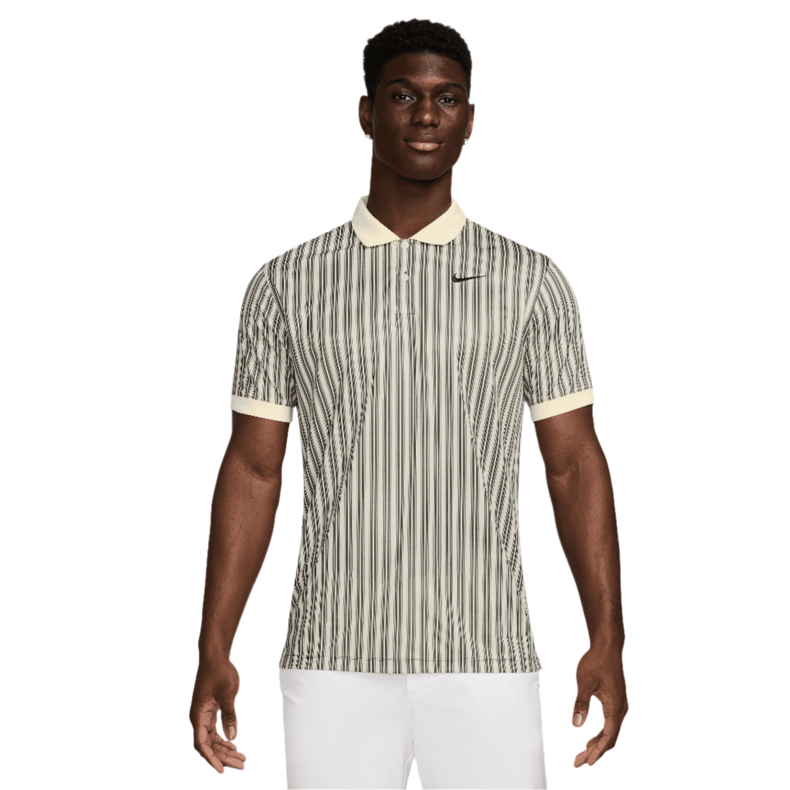 white and brown nike shirt