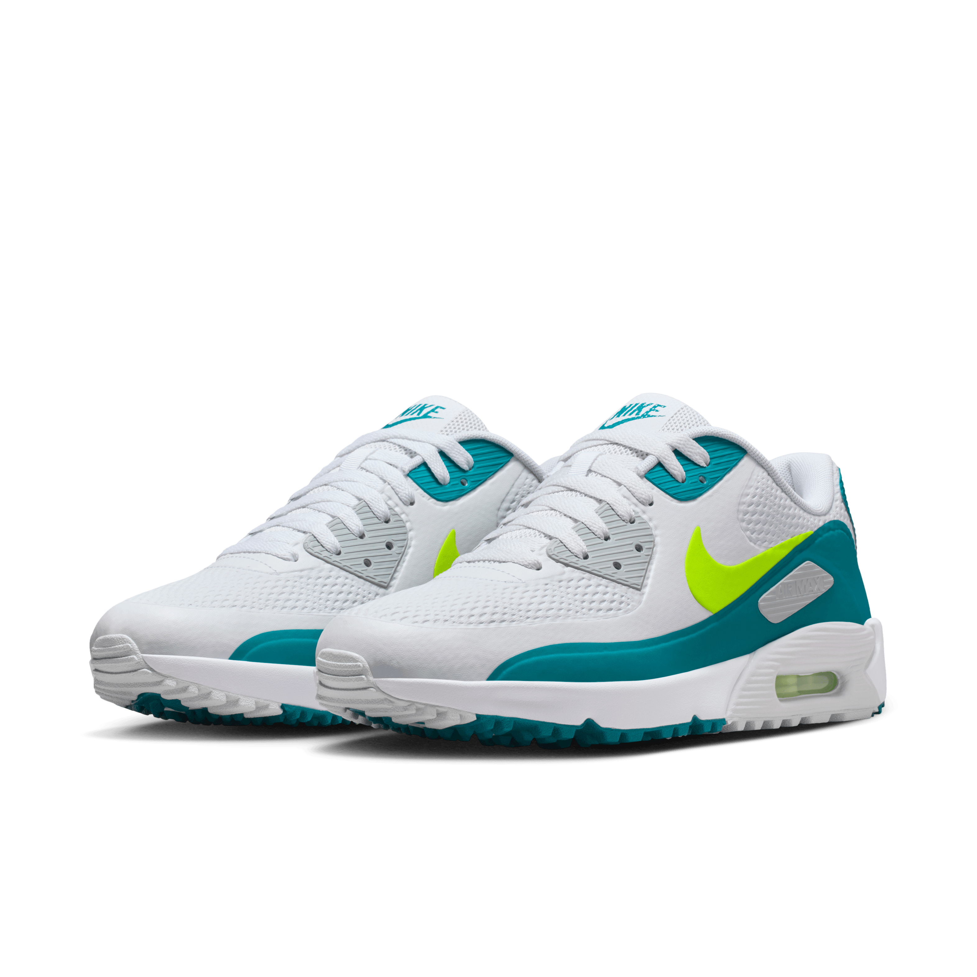 Nike Air Max 90G Spikeless Golf Shoe - White/Volt-Bright Spruce