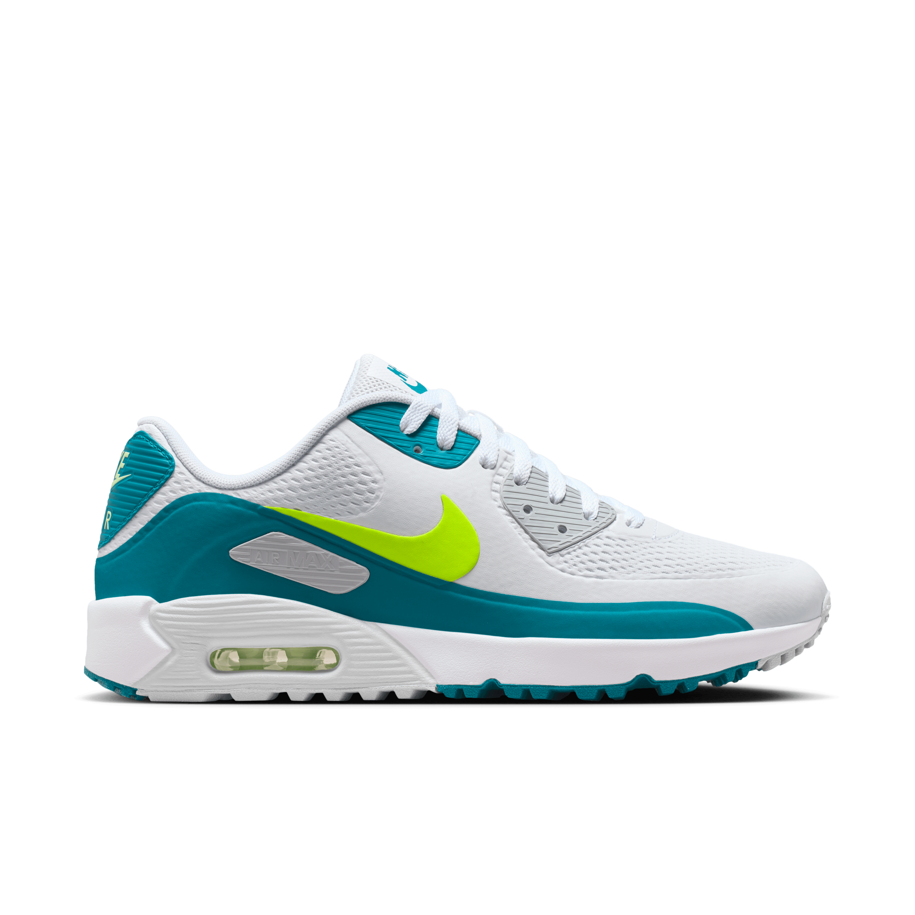 Nike Air Max 90G Spikeless Golf Shoe - White/Volt-Bright Spruce