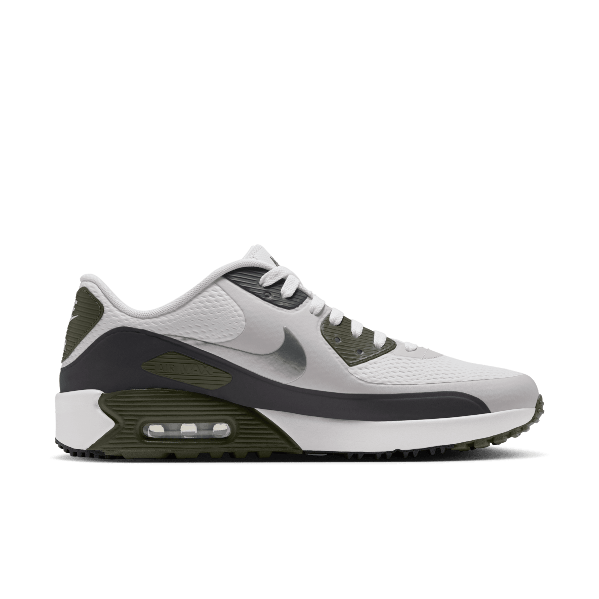 Nike Air Max 90 G Golf Shoe - White / Metallic Silver / Medium Olive