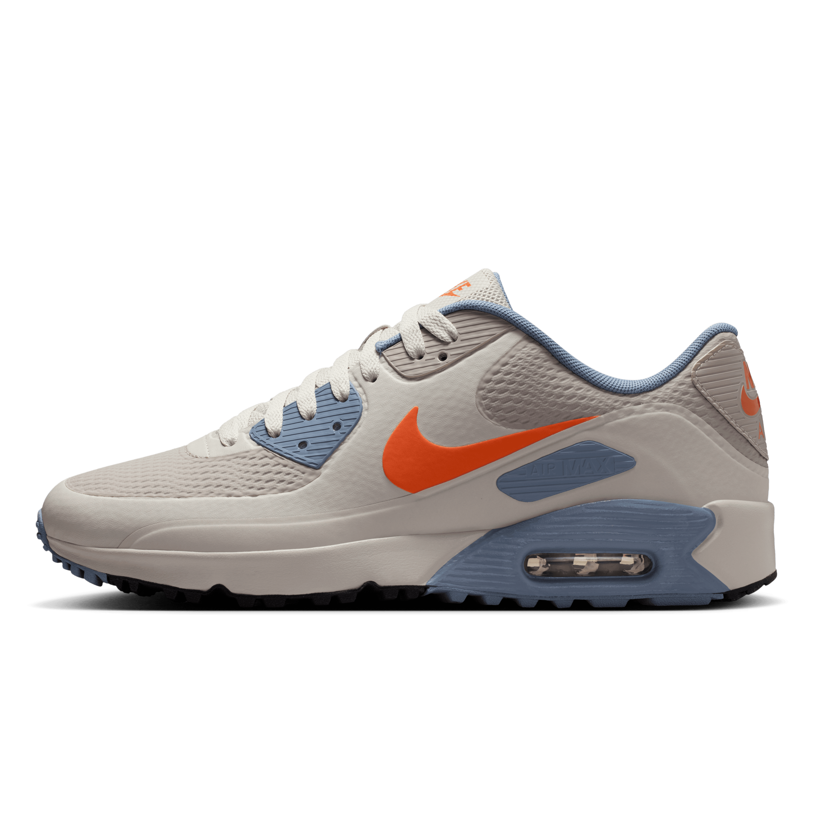 Nike Air Max 90G Spikeless Golf Shoe - Moon Particle / Safety Orange / Light Bone
