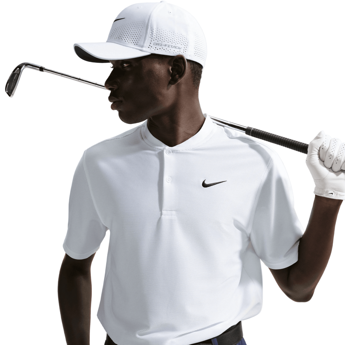 Nike Dri - Fit Velocity Blade Mens Golf Polo Shirt - White - Nike Golf