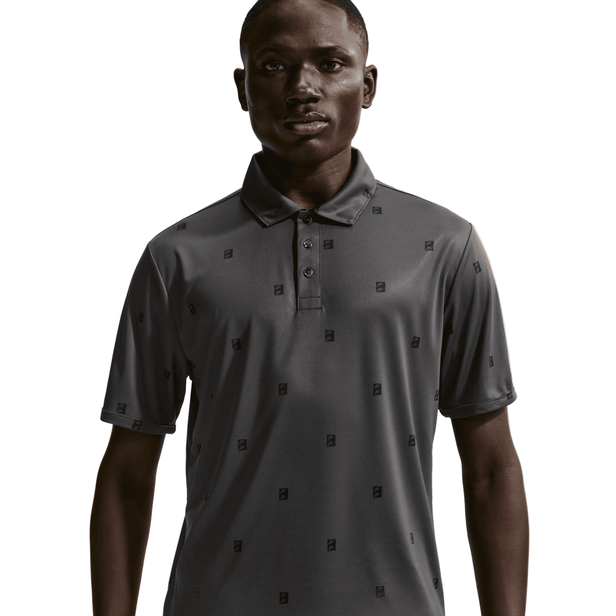 Nike Dri - FIT Par 5 Icon Stack Print Mens Golf Polo Shirt - Anthractite / Black - Nike Golf