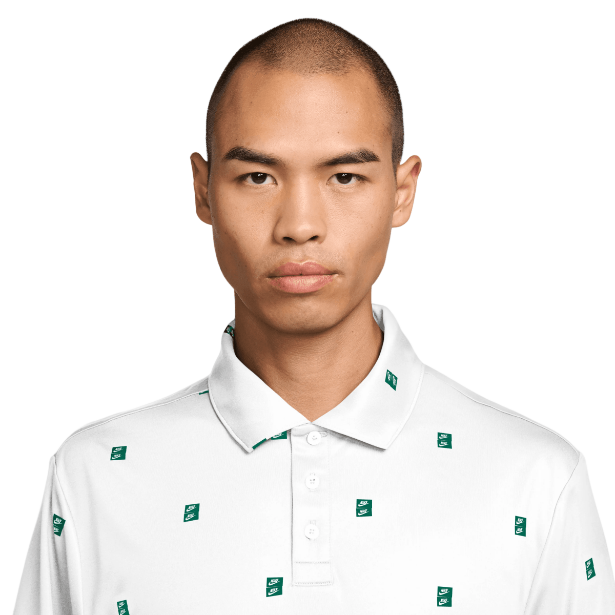 Nike Dri - FIT Par 5 Icon Stack Print Mens Golf Polo Shirt - White / Malachite - Nike Golf