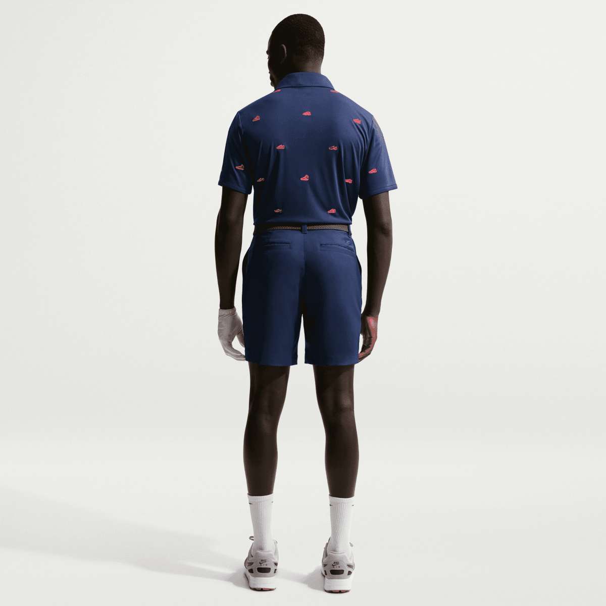 Nike Par 5 Embroidered Mens Golf Polo Shirt - College Navy / Hot Lave - Nike Golf