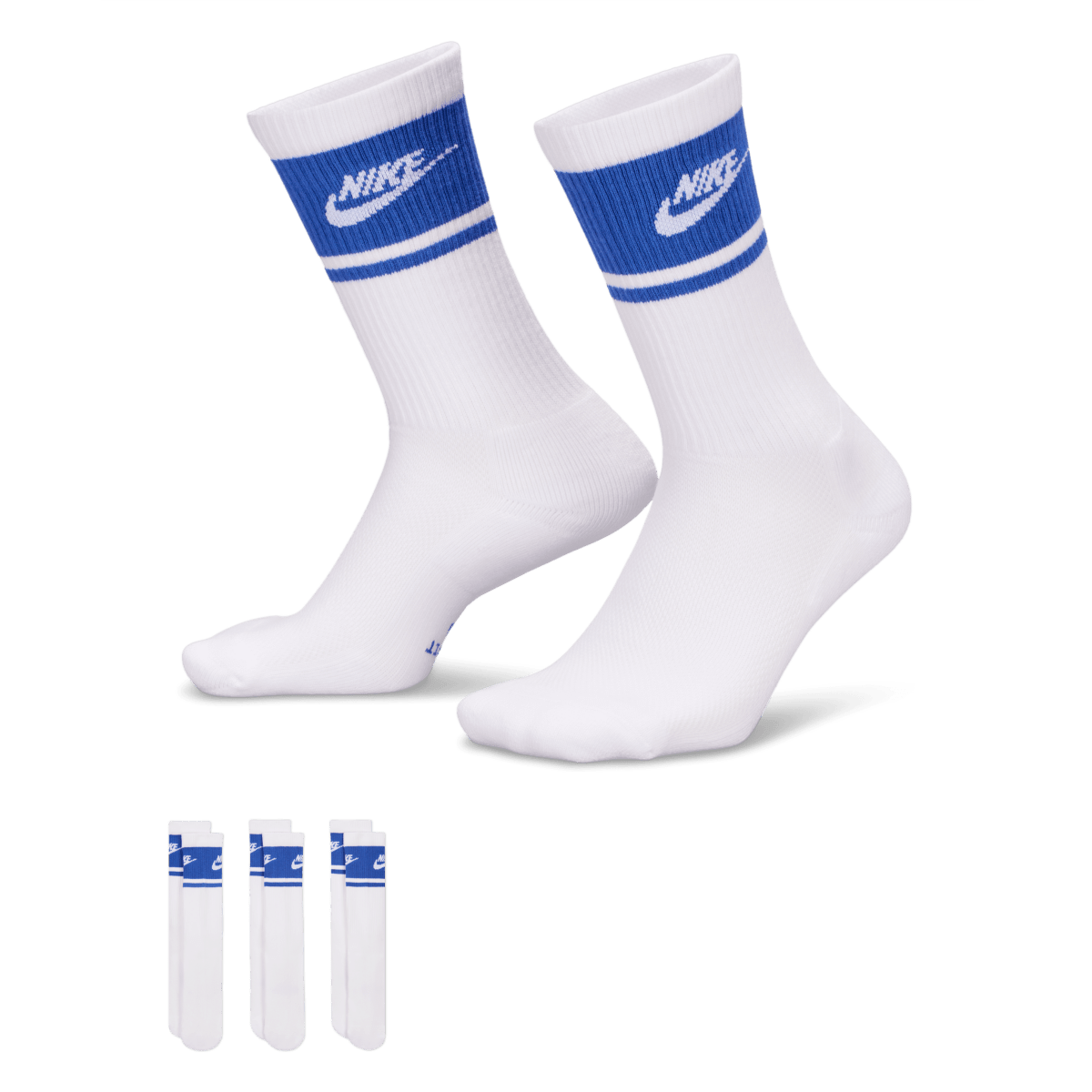 Nike Everyday Elevated Crew Socks (3 Pack) - White / Blue - Nike Golf