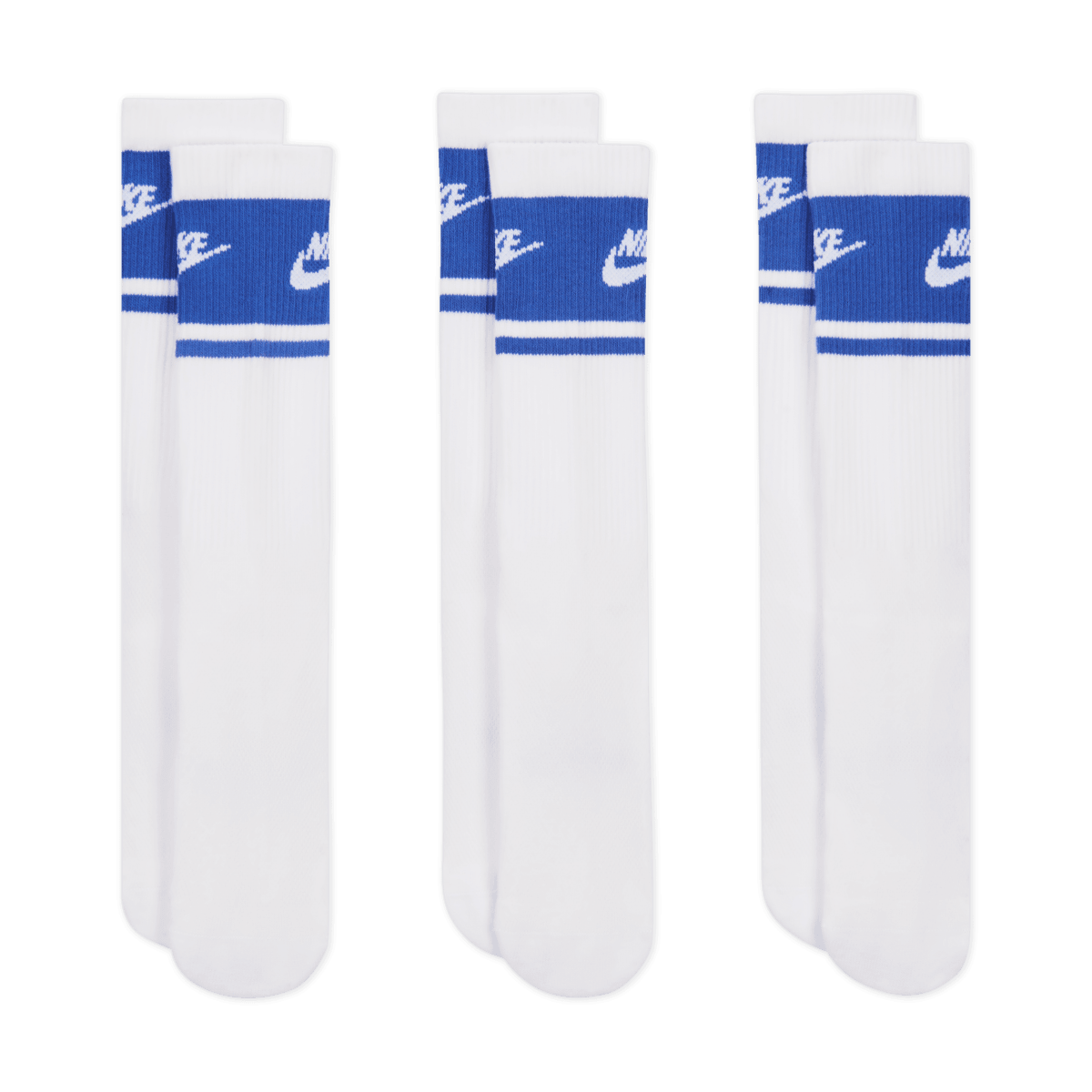 Nike Everyday Elevated Crew Socks (3 Pack) - White / Blue - Nike Golf