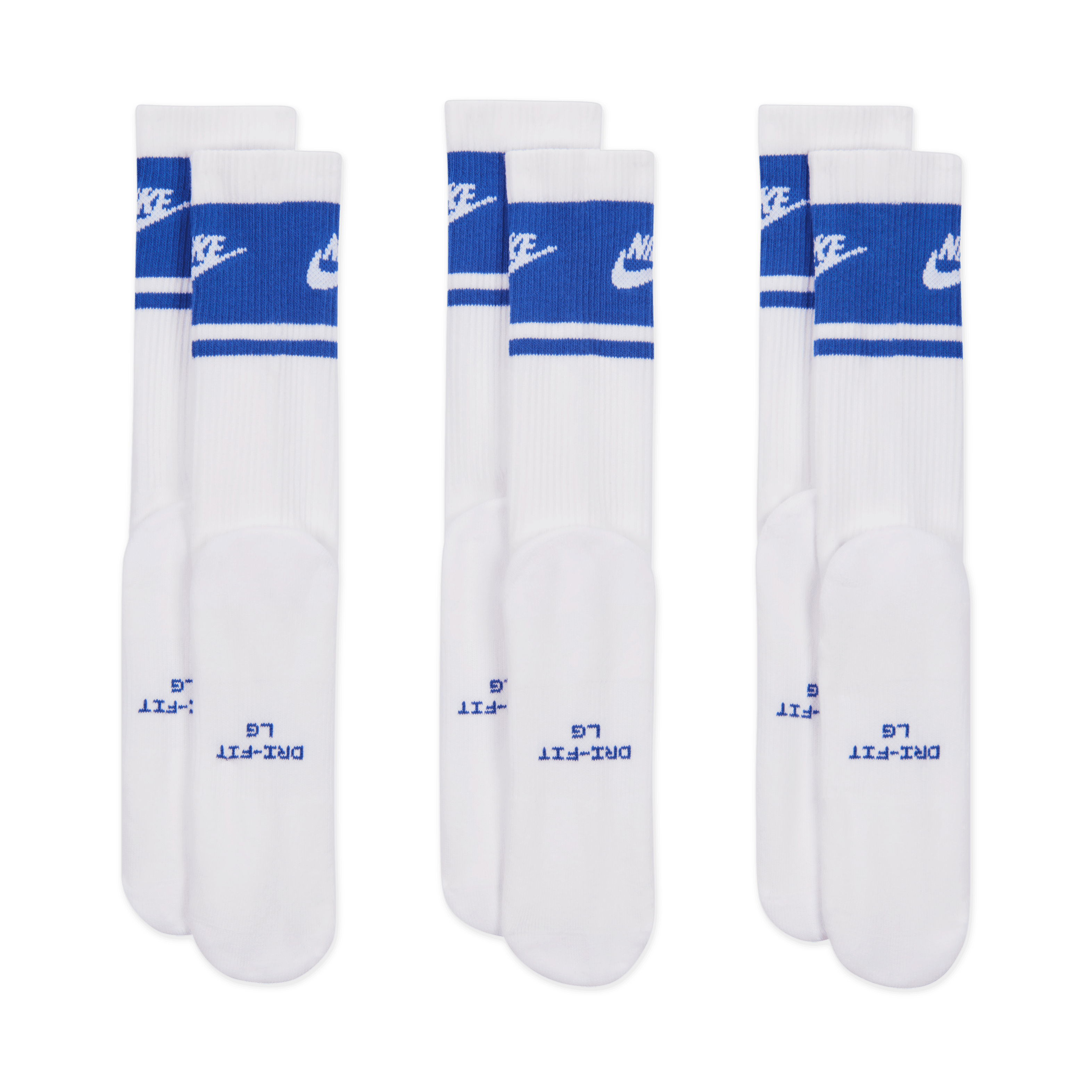 Nike Everyday Elevated Crew Socks (3 Pack) - White / Blue