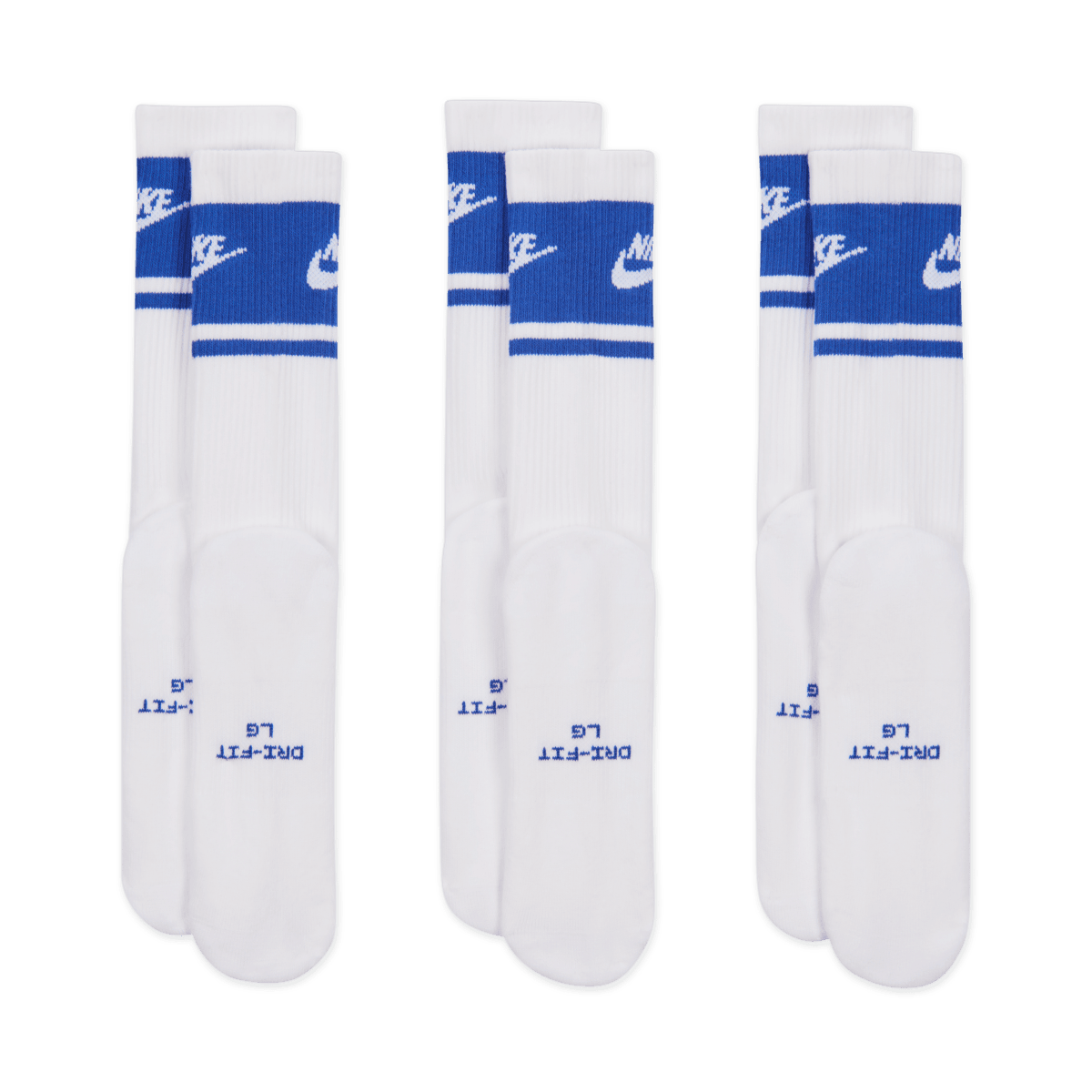 Nike Everyday Elevated Crew Socks (3 Pack) - White / Blue - Nike Golf