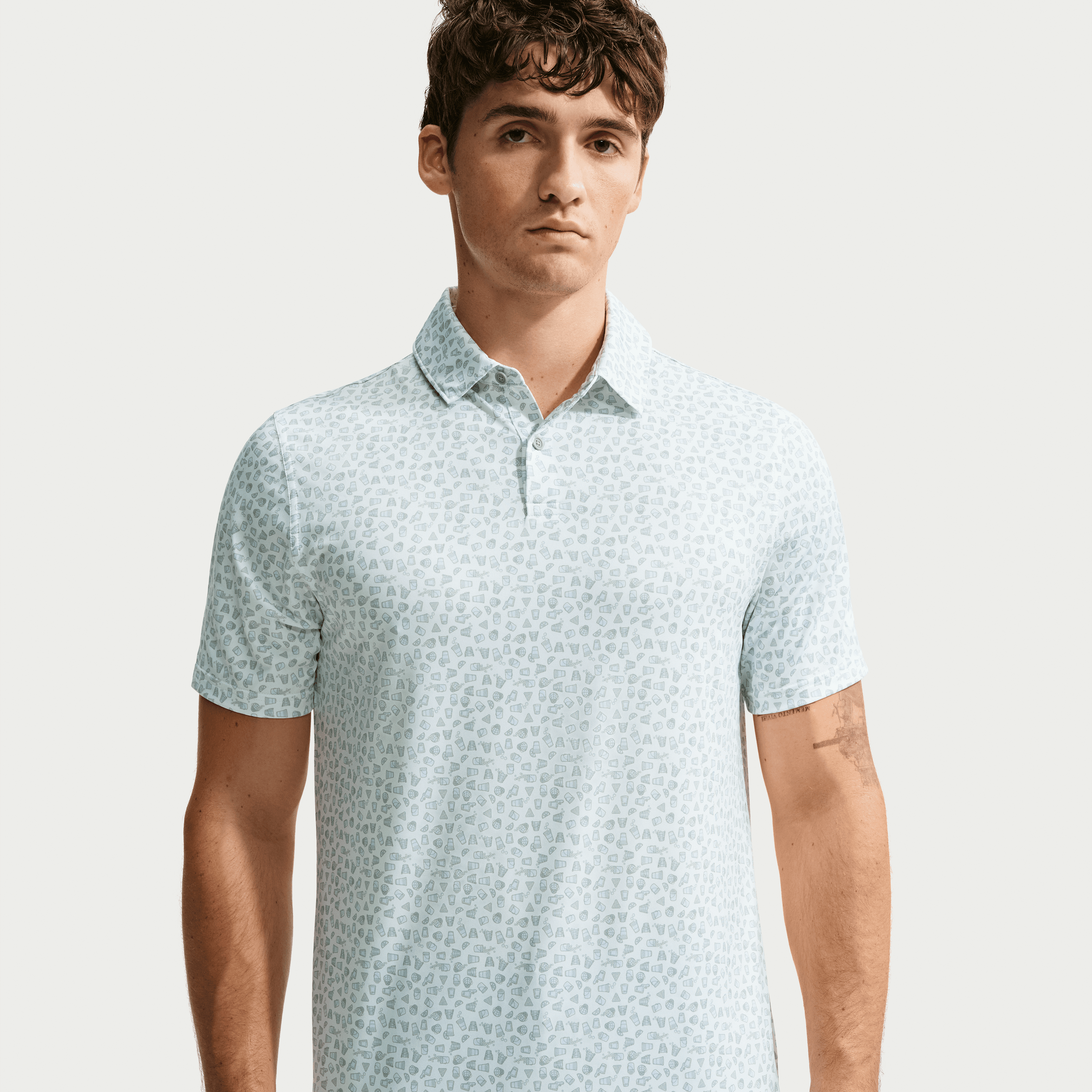 Nike Golf Velocity Micro Print Mens Polo Shirt - Baltic Blue / White