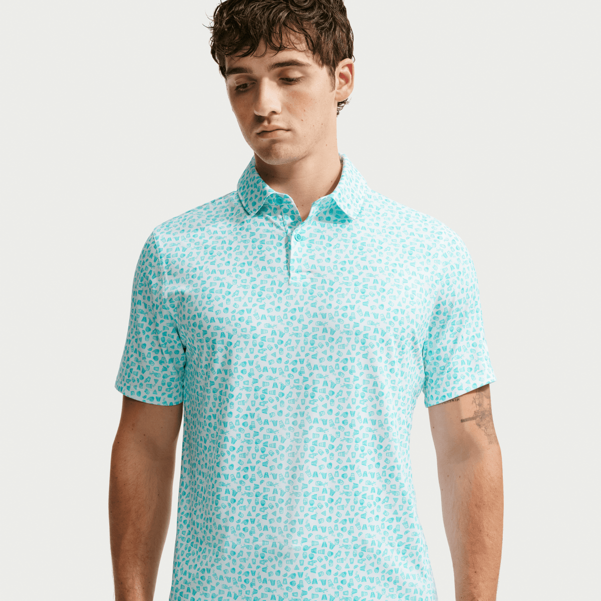 Nike Golf Velocity Micro Print Mens Polo Shirt - Jade Horizon / White - Nike Golf
