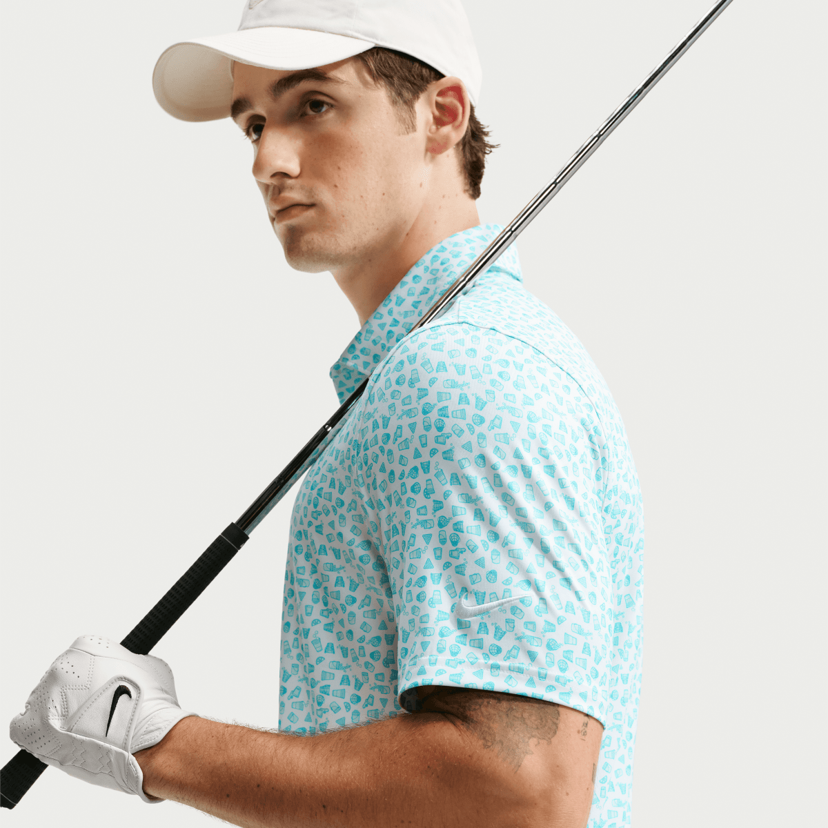 Nike Golf Velocity Micro Print Mens Polo Shirt - Jade Horizon / White - Nike Golf