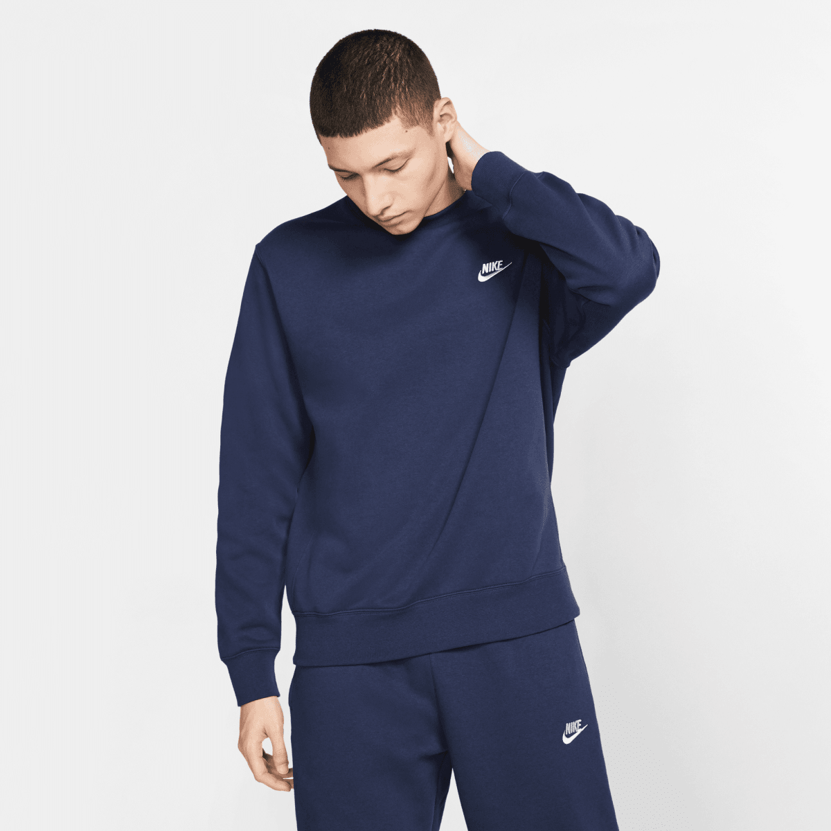 Nike NSW Club Crew Pullover - Midnight Navy / White - Nike Golf