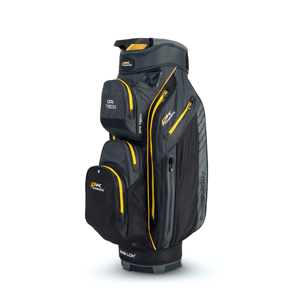 Powakaddy 2024 Dri Tech Cart Bag - Black / Gun Metal / Yellow - PowaKaddy