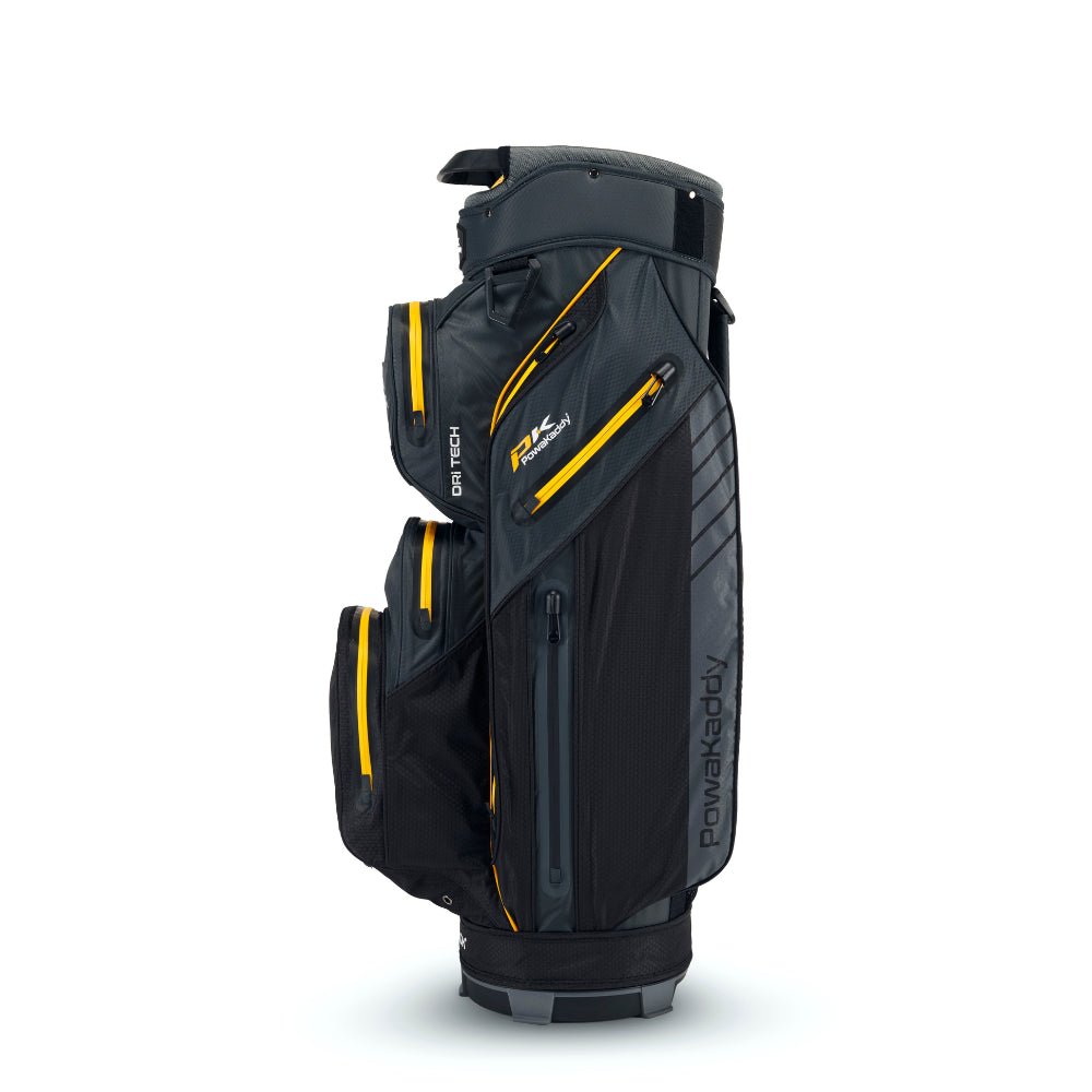 Powakaddy 2024 Dri Tech Cart Bag - Black / Gun Metal / Yellow - PowaKaddy