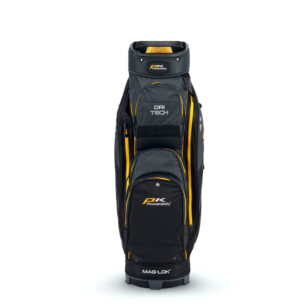 Powakaddy 2024 Dri Tech Cart Bag - Black / Gun Metal / Yellow - PowaKaddy