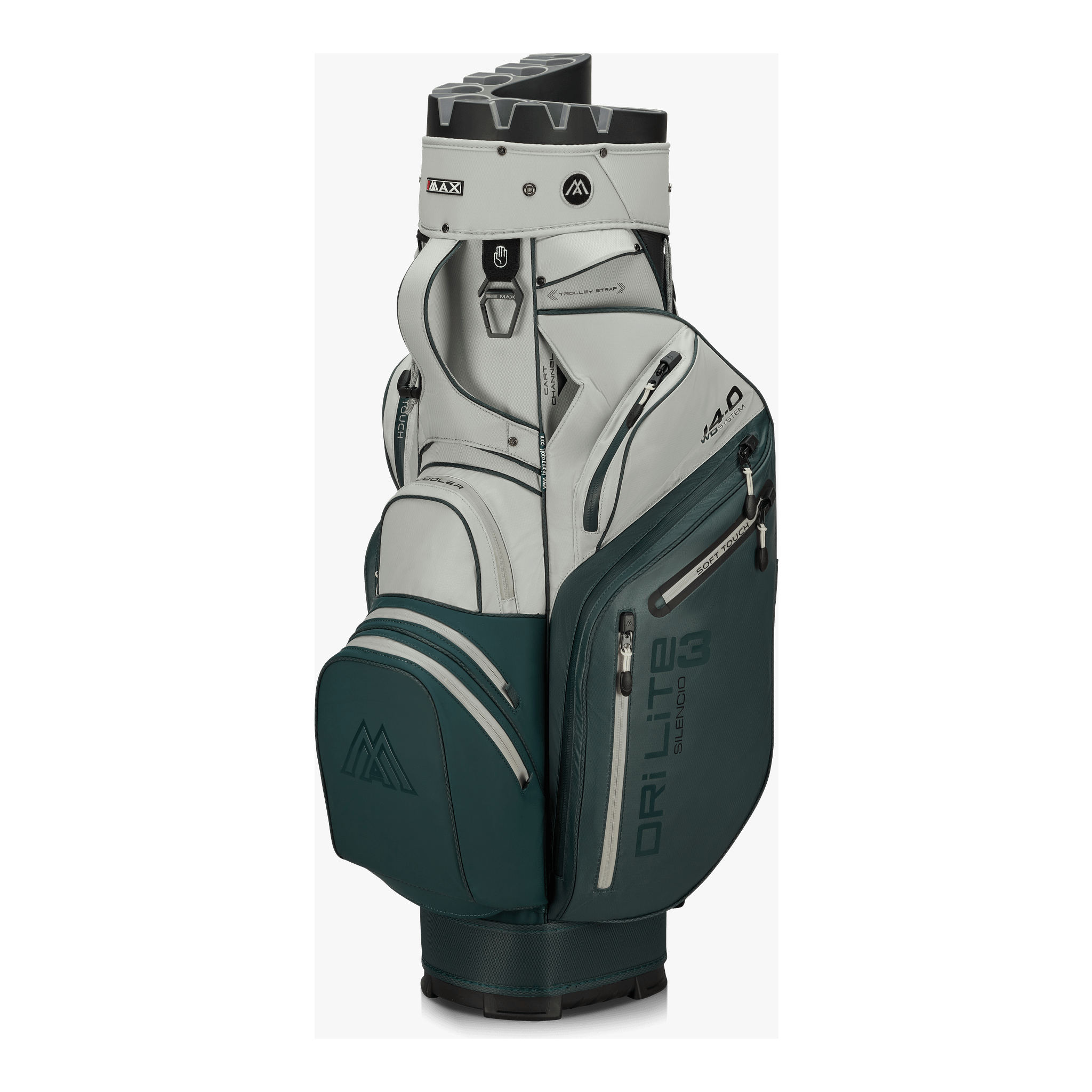 Big Max Dri Lite Silencio 3 Organiser Golf Cart Bag - Forest Green / Off White