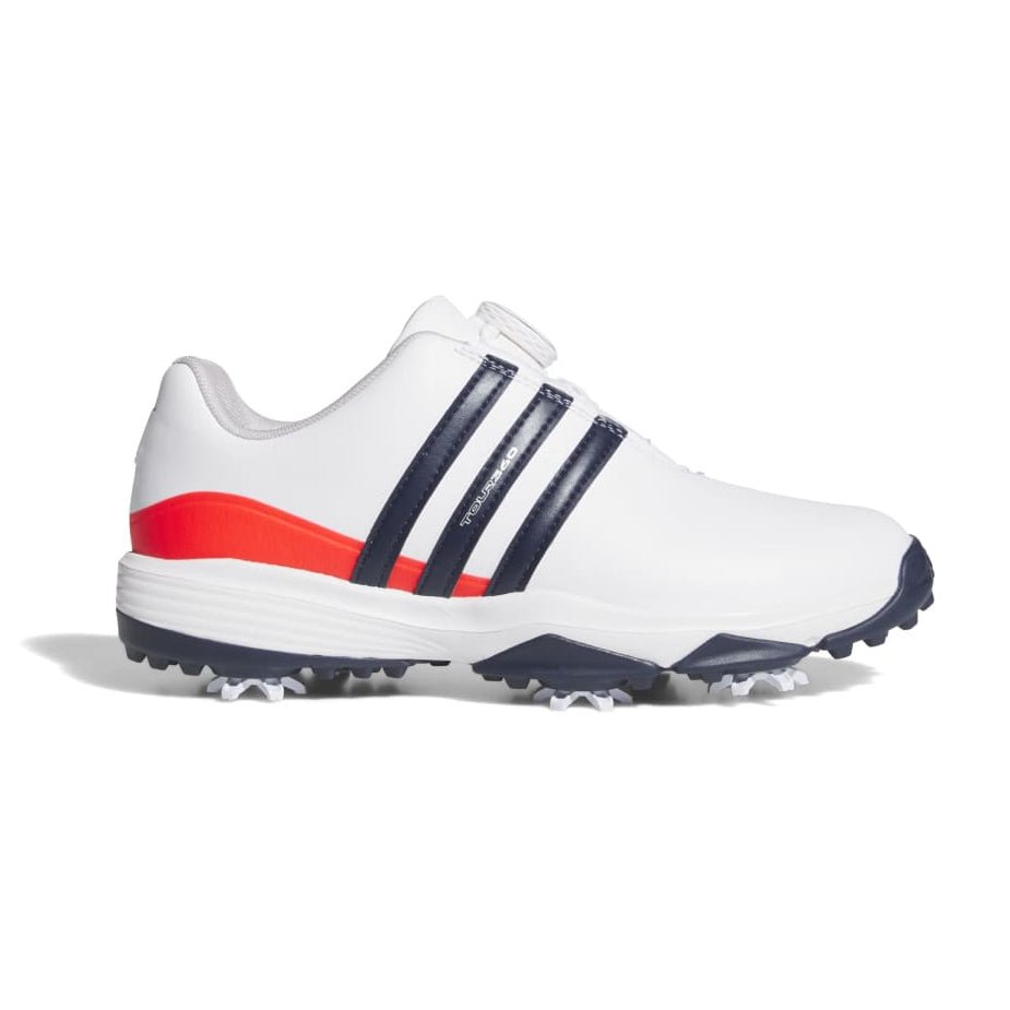 adidas Tour360 Boa Junior Golf Shoes - Cloud White / Collegiate Navy / Lucid Red - adidas