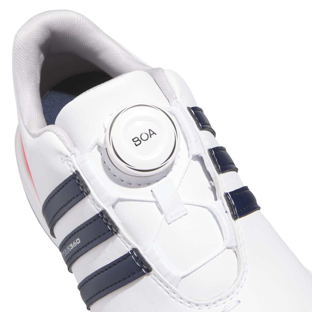 adidas Tour360 Boa Junior Golf Shoes - Cloud White / Collegiate Navy / Lucid Red - adidas