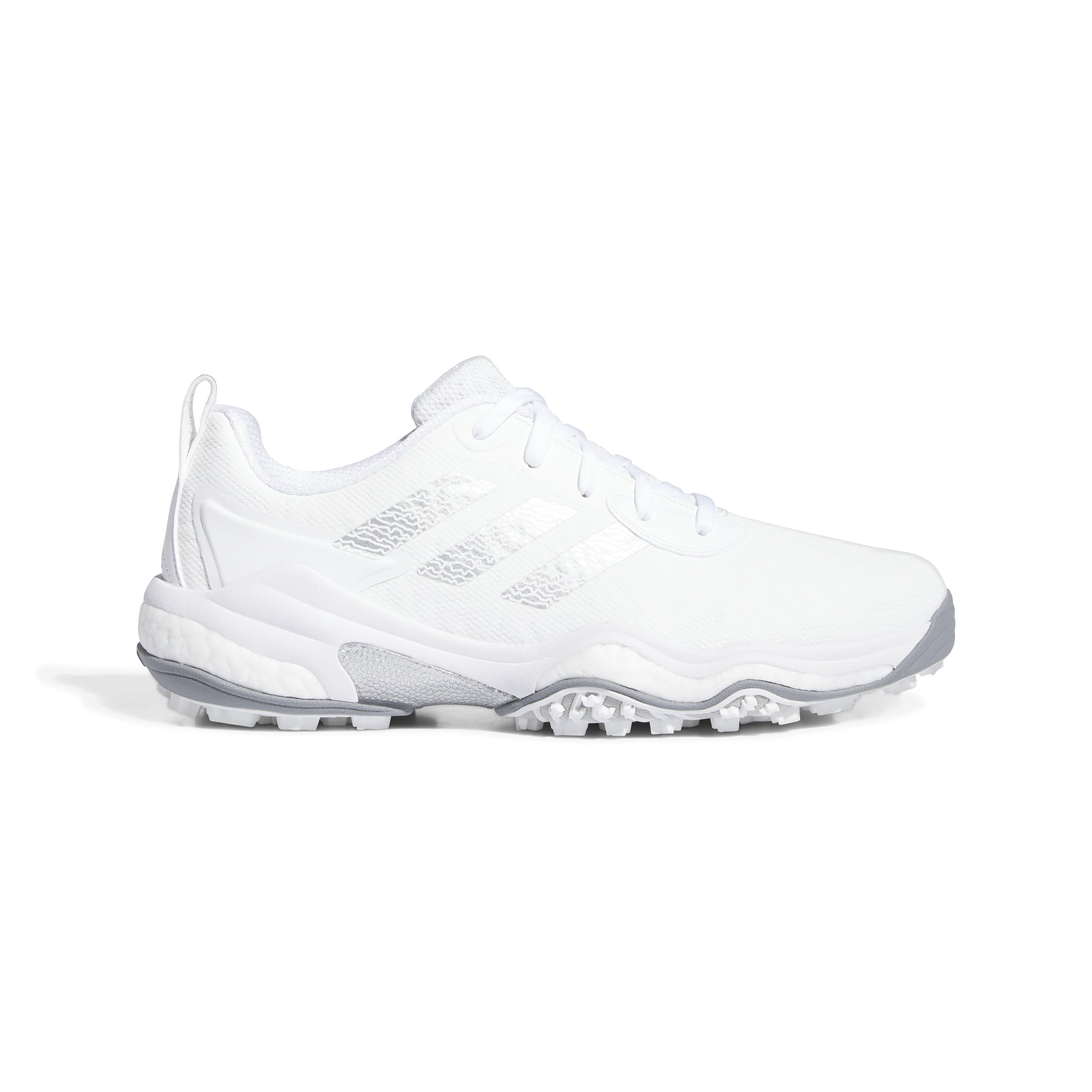adidas CodeChaos 25 Spikeless Golf Shoes - White / Silver Metallic / Grey Two