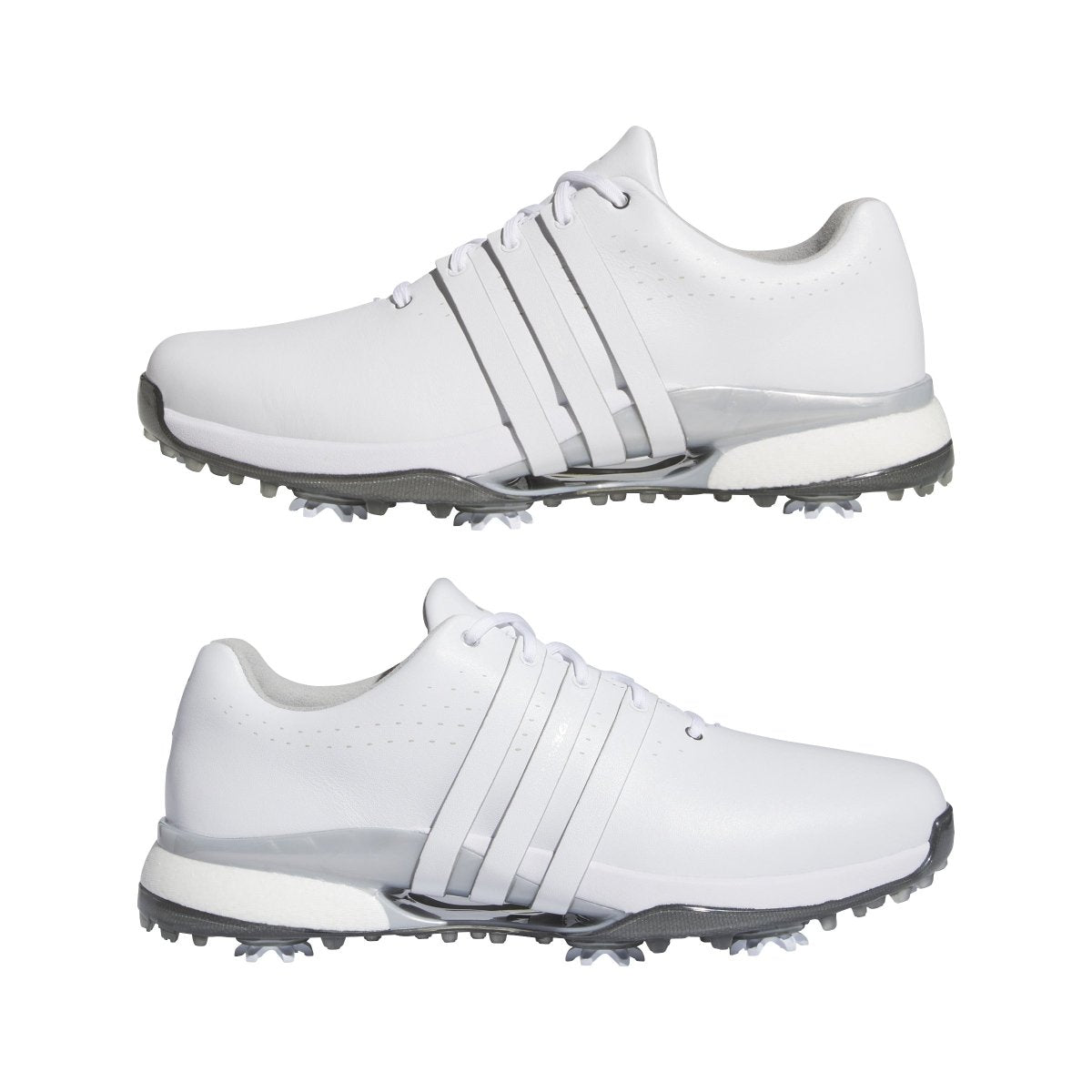 adidas Tour 360 Spiked Golf Shoes - White / White / Silver Metallic - adidas