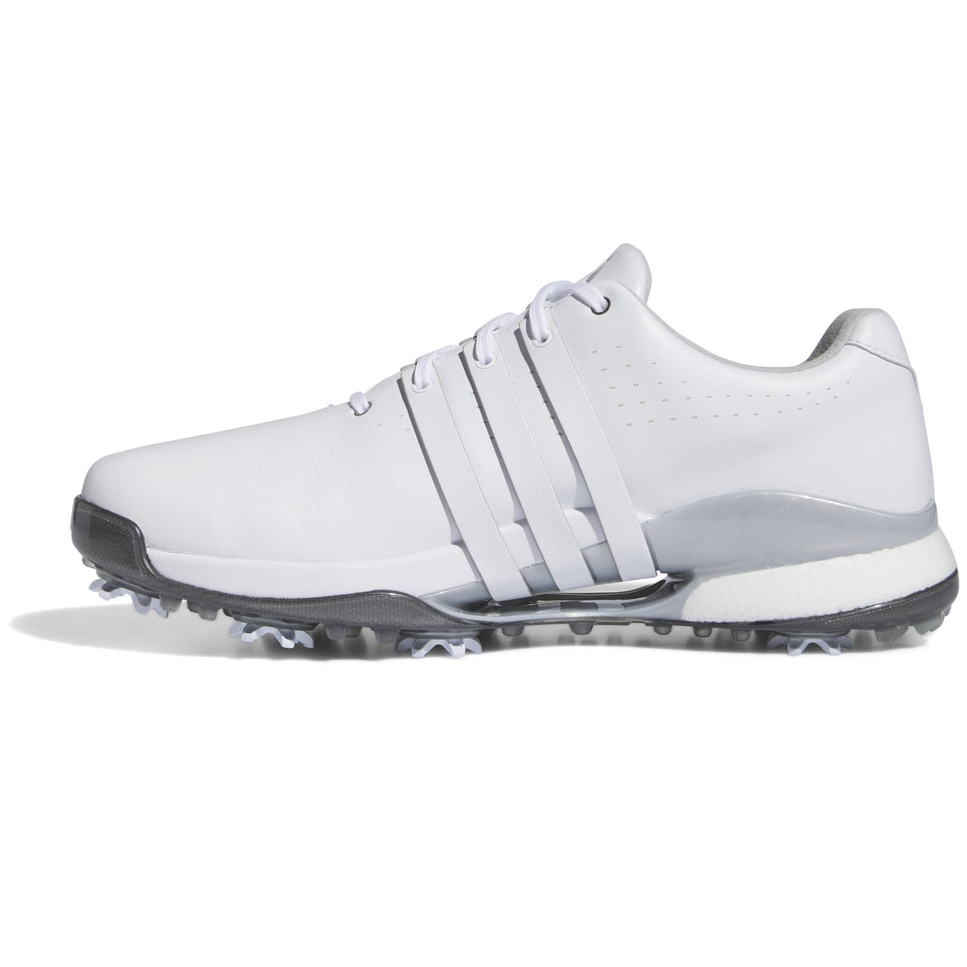 adidas Tour 360 Spiked Golf Shoes - White / White / Silver Metallic