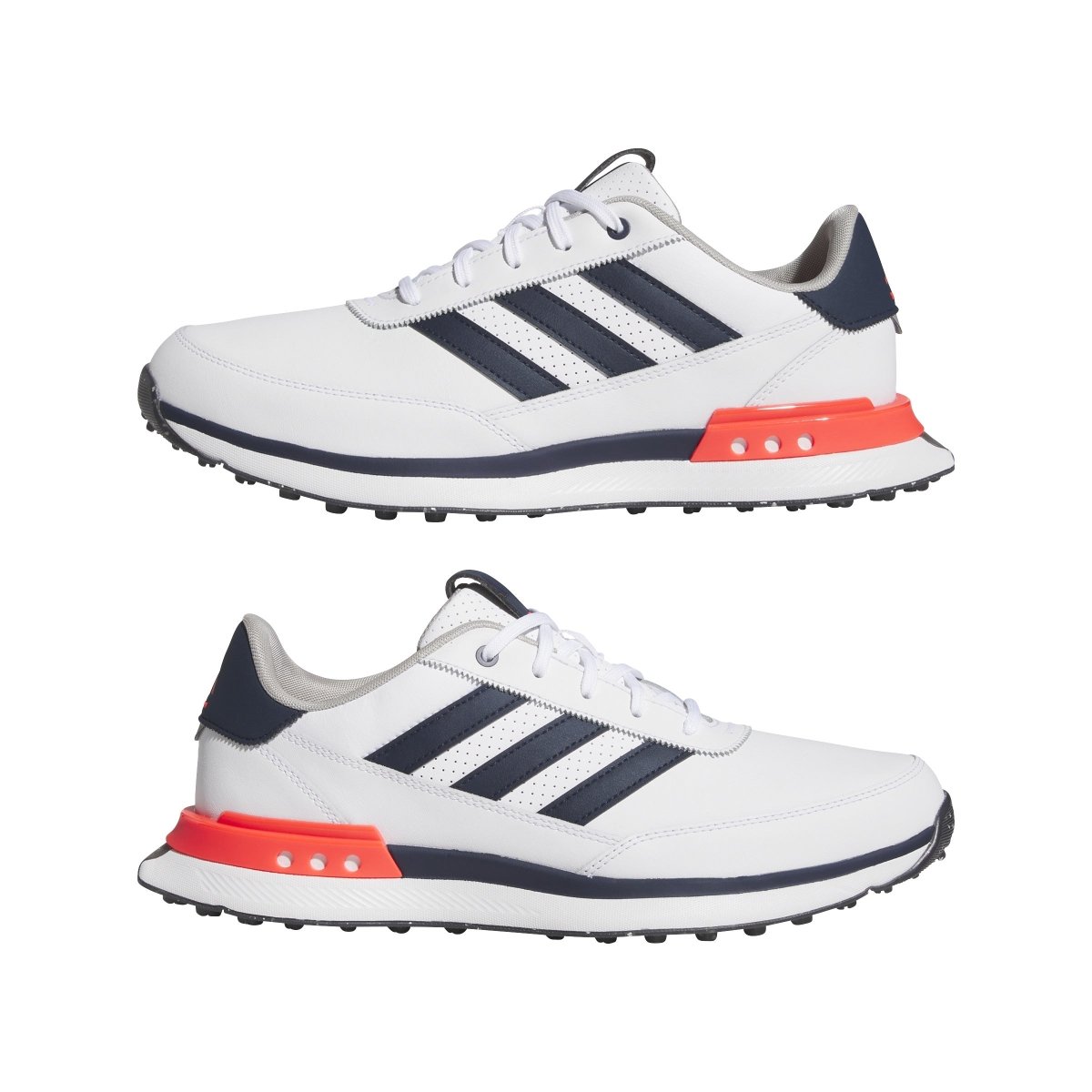 adidas S2G Leather Spikeless Golf Shoes - Cloud White / Collegiate Navy / Lucid Red - adidas