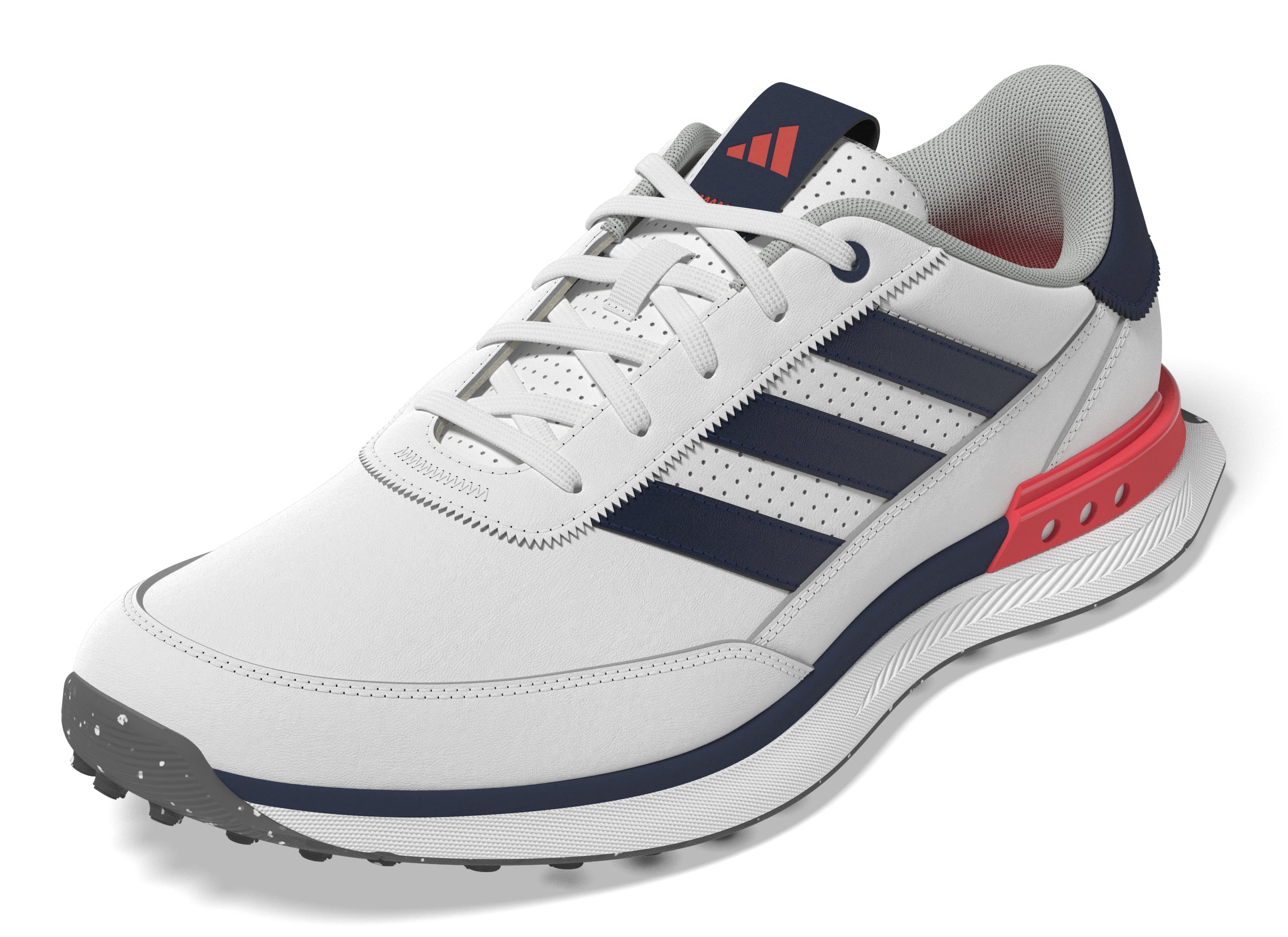adidas S2G Leather Spikeless Golf Shoes - Cloud White / Collegiate Navy / Lucid Red